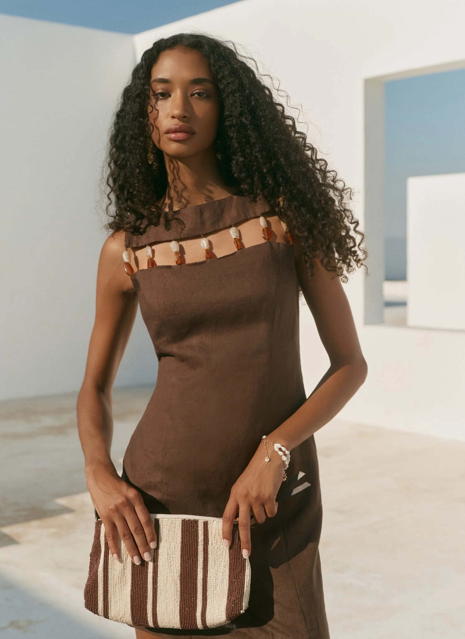 7760-brown-linen-beaded-mini-dress-5.webp Brown Linen Beaded Mini Dress