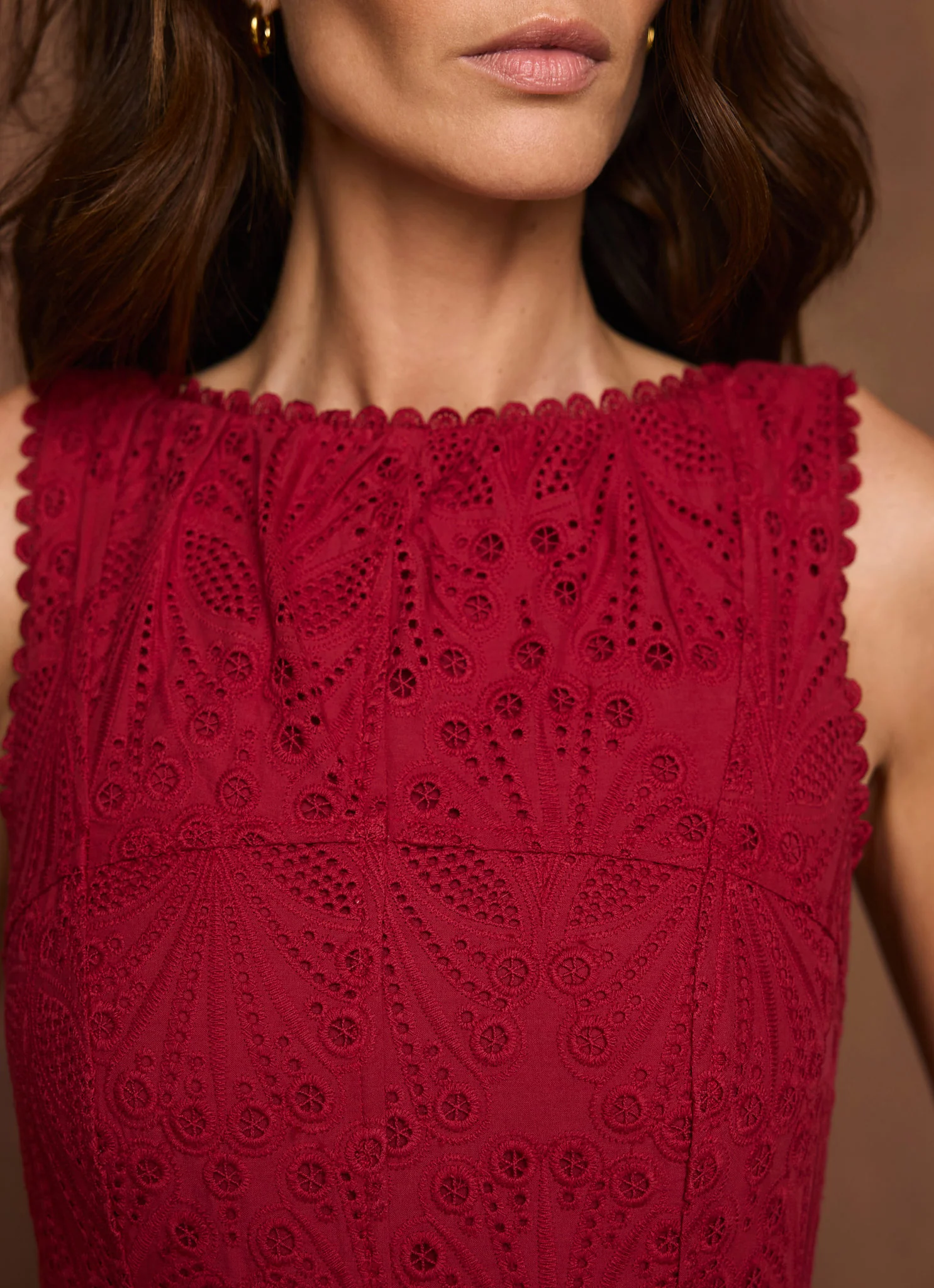7776-red-cotton-broderie-drop-waist-midi-dress-4.webp Red Cotton Broderie Drop Waist Midi Dress