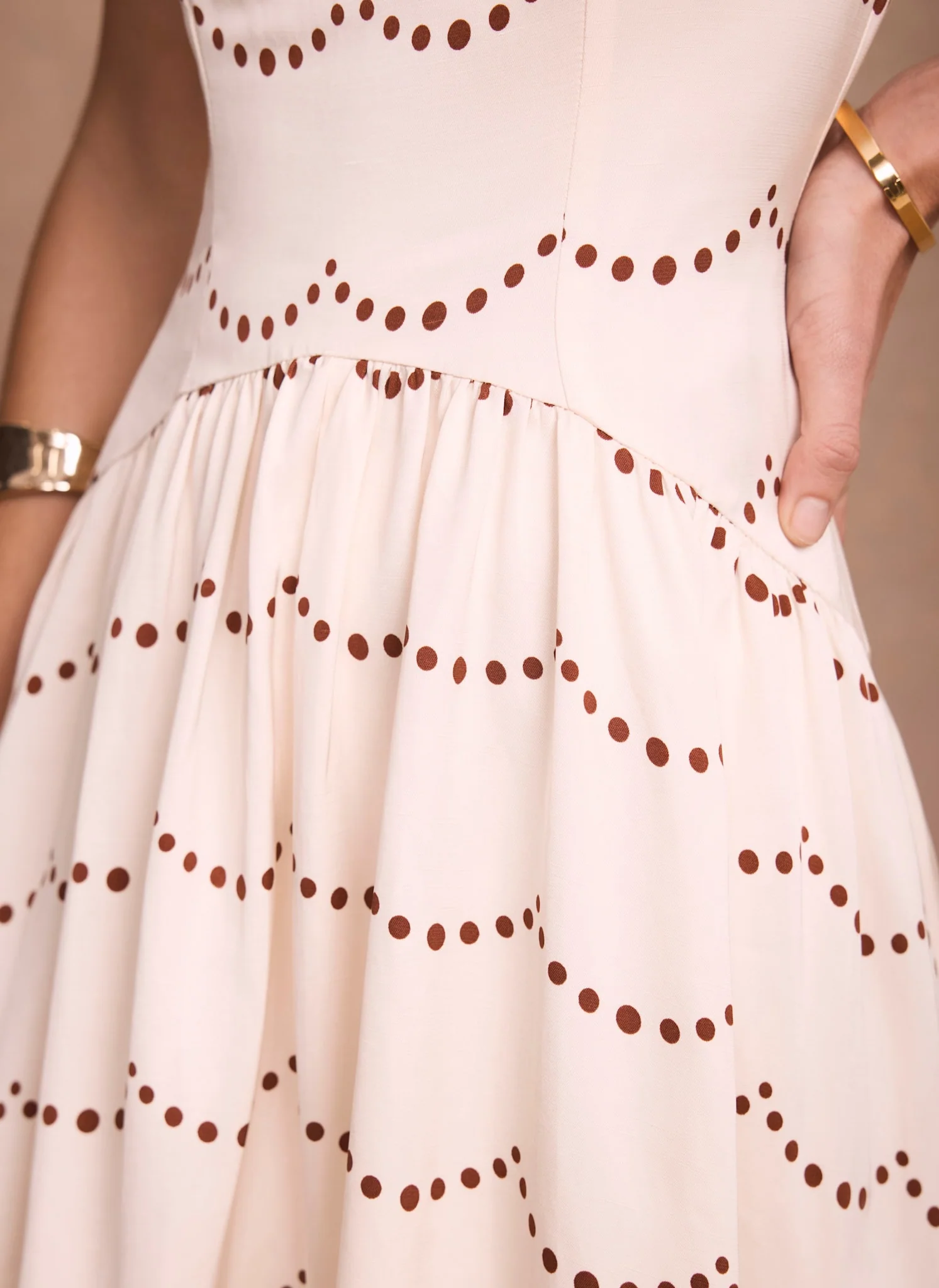 Cream Spot Print Maxi Dress