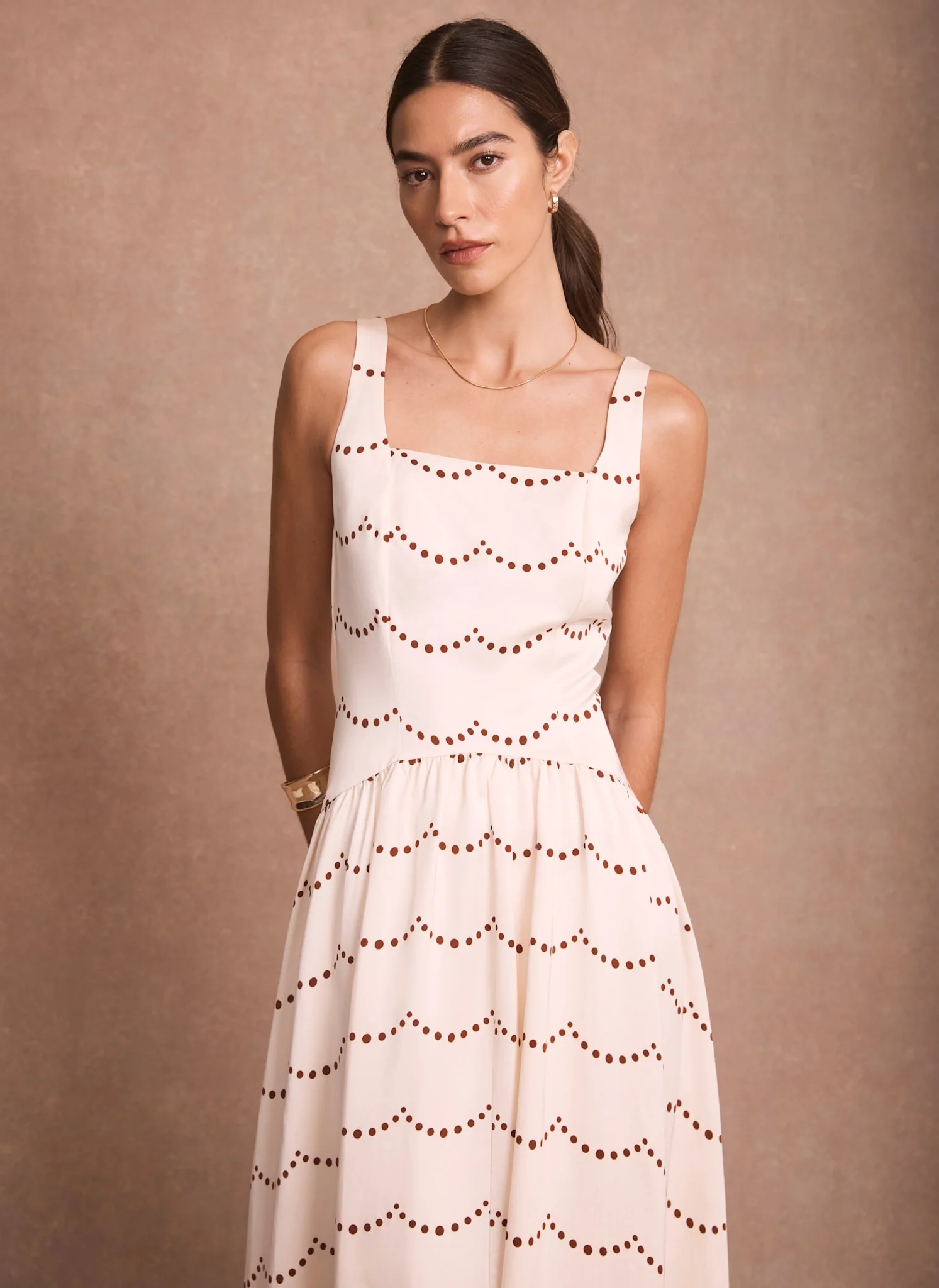 Cream Spot Print Maxi Dress