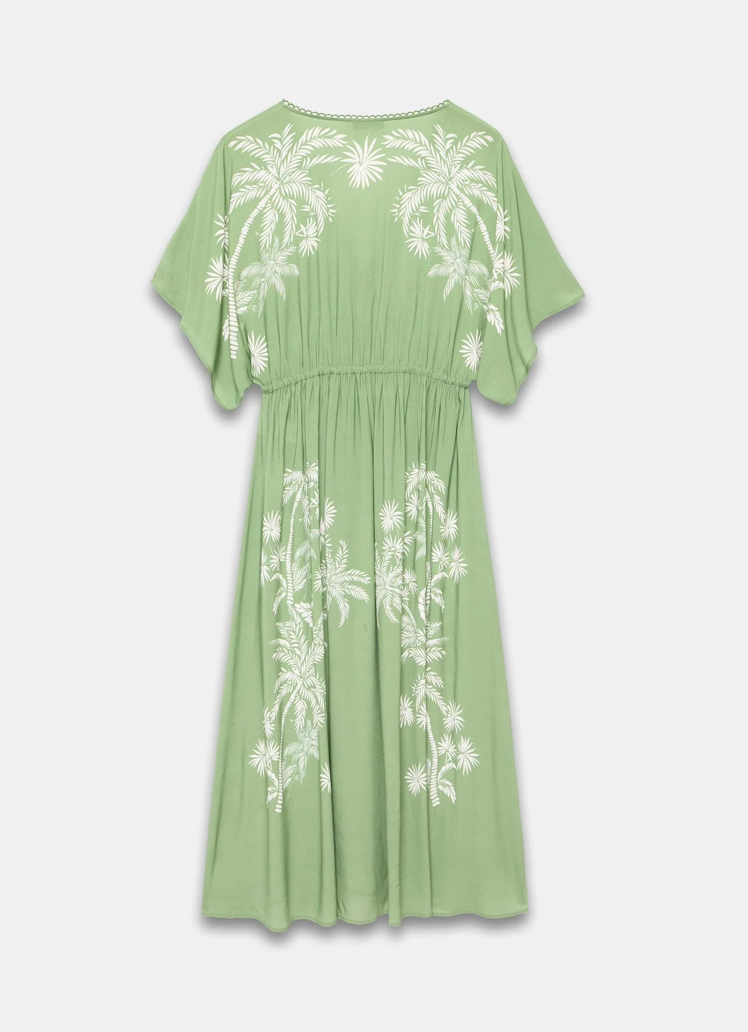 Green Palm Print Maxi Beach Dress