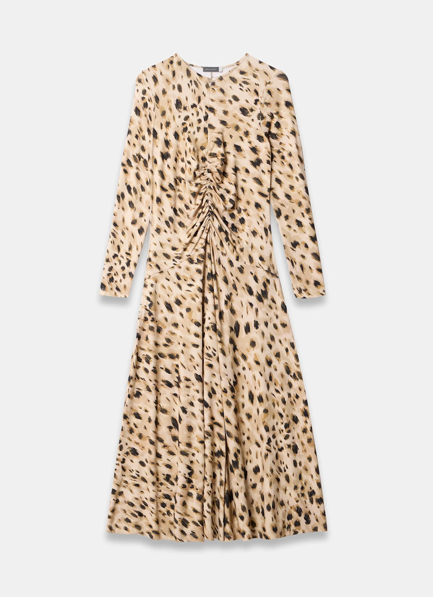Animal Print Zip Jersey Midi Dress