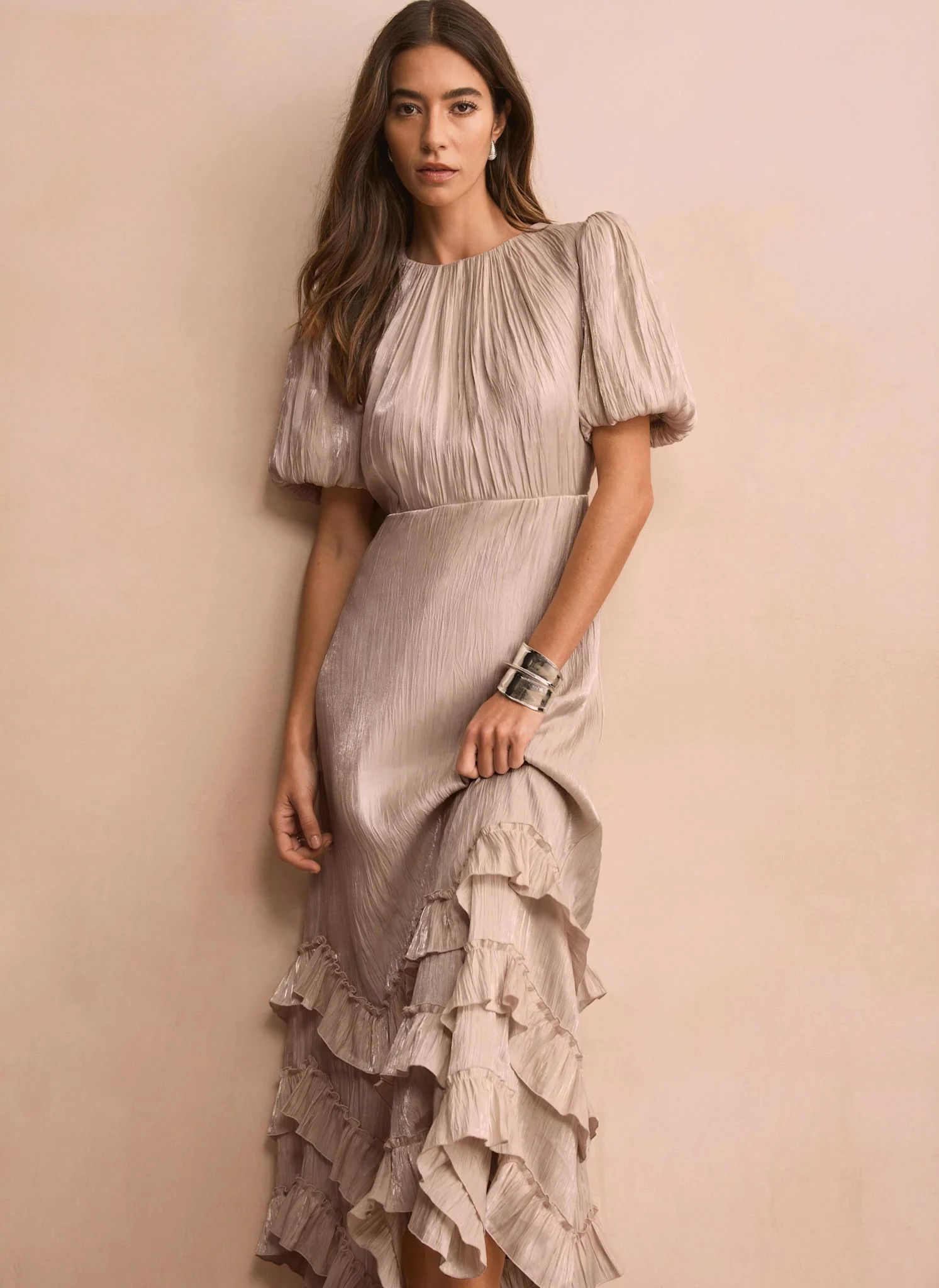7812-neutral-metallic-ruffle-maxi-dress-4.webp Neutral Metallic Ruffle Maxi Dress