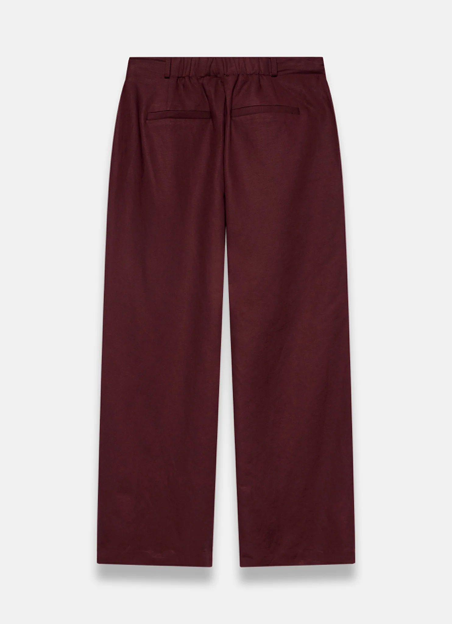 Burgundy Linen Blend Wide Leg Trousers