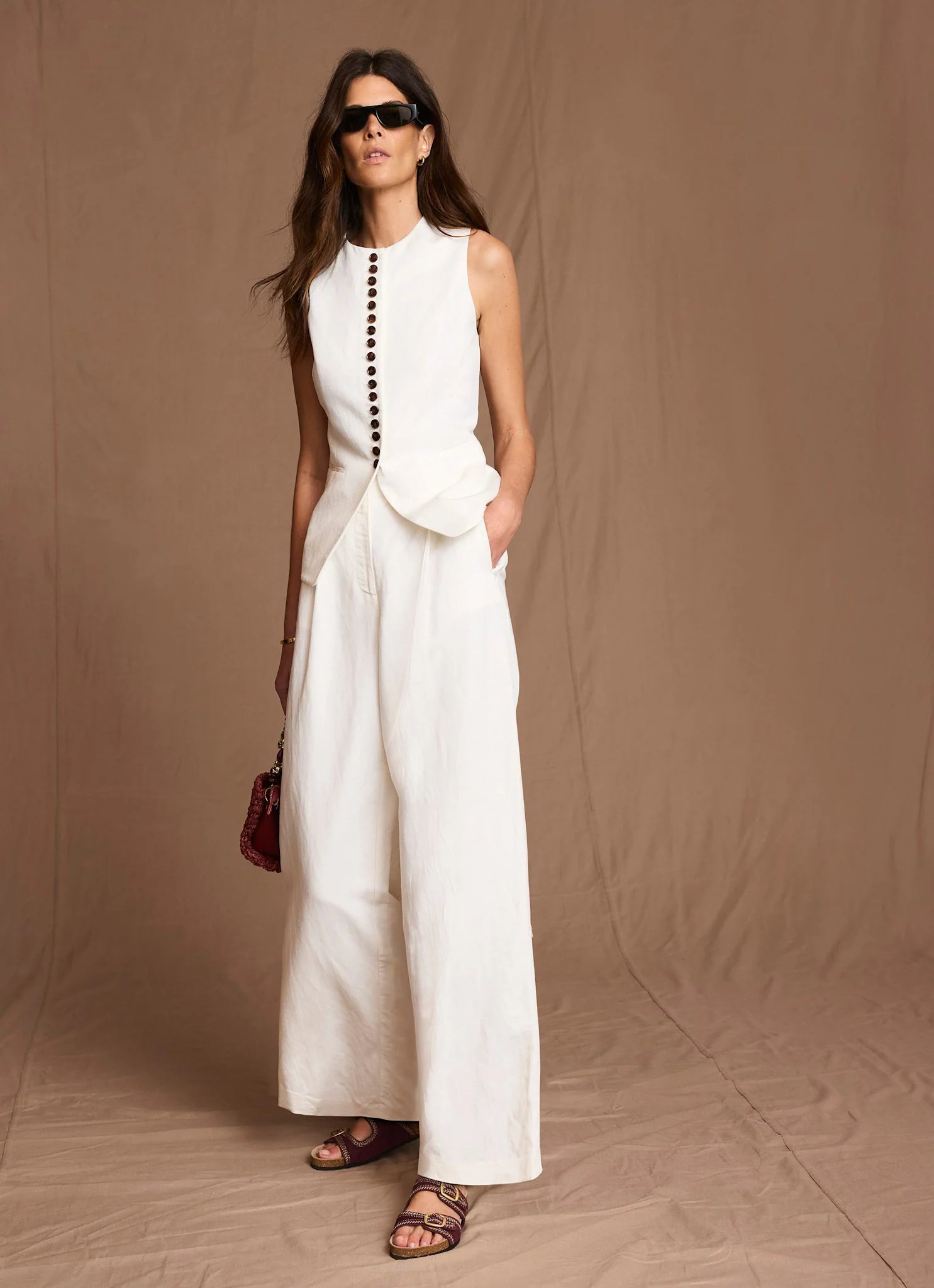 7910-cream-linen-blend-pleated-wide-leg-trousers-3.webp Cream Linen Blend Pleated Wide Leg Trousers