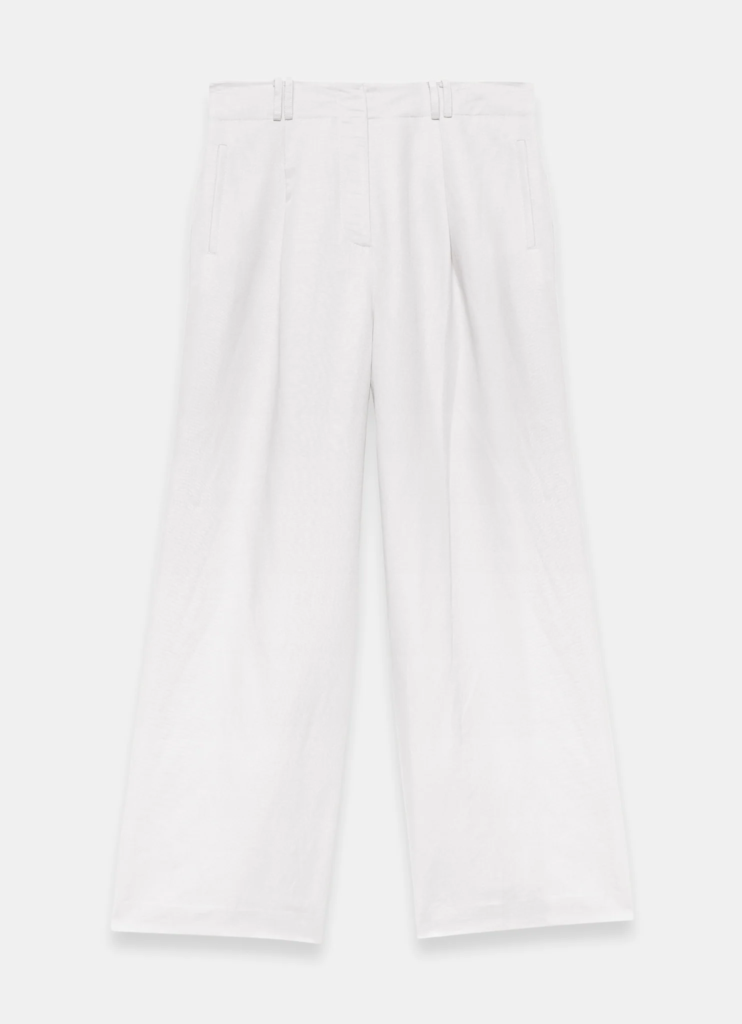 7910-cream-linen-blend-pleated-wide-leg-trousers-7.webp Cream Linen Blend Pleated Wide Leg Trousers