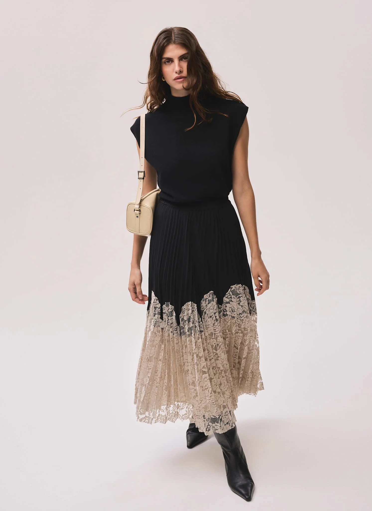 7942-black-pleated-lace-hem-midi-skirt-2.webp Black Pleated Lace Hem Midi Skirt