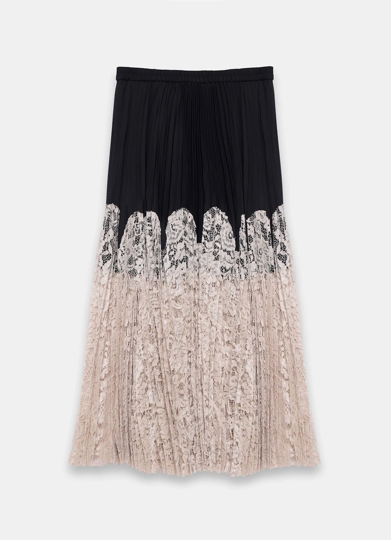 7942-black-pleated-lace-hem-midi-skirt-6.webp Black Pleated Lace Hem Midi Skirt