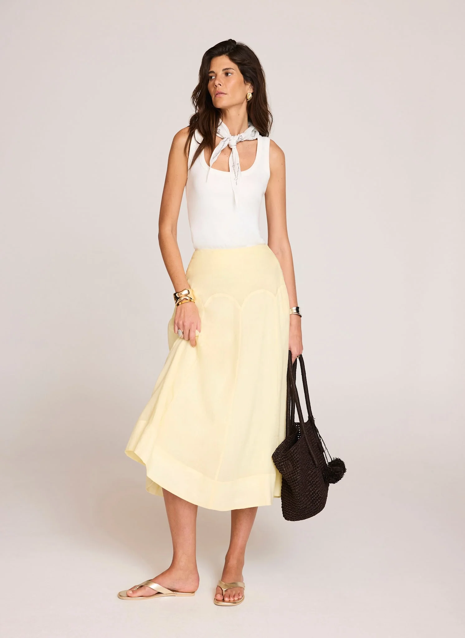 7958-yellow-ramie-drop-waist-midi-skirt-1.webp Yellow Ramie Drop Waist Midi Skirt