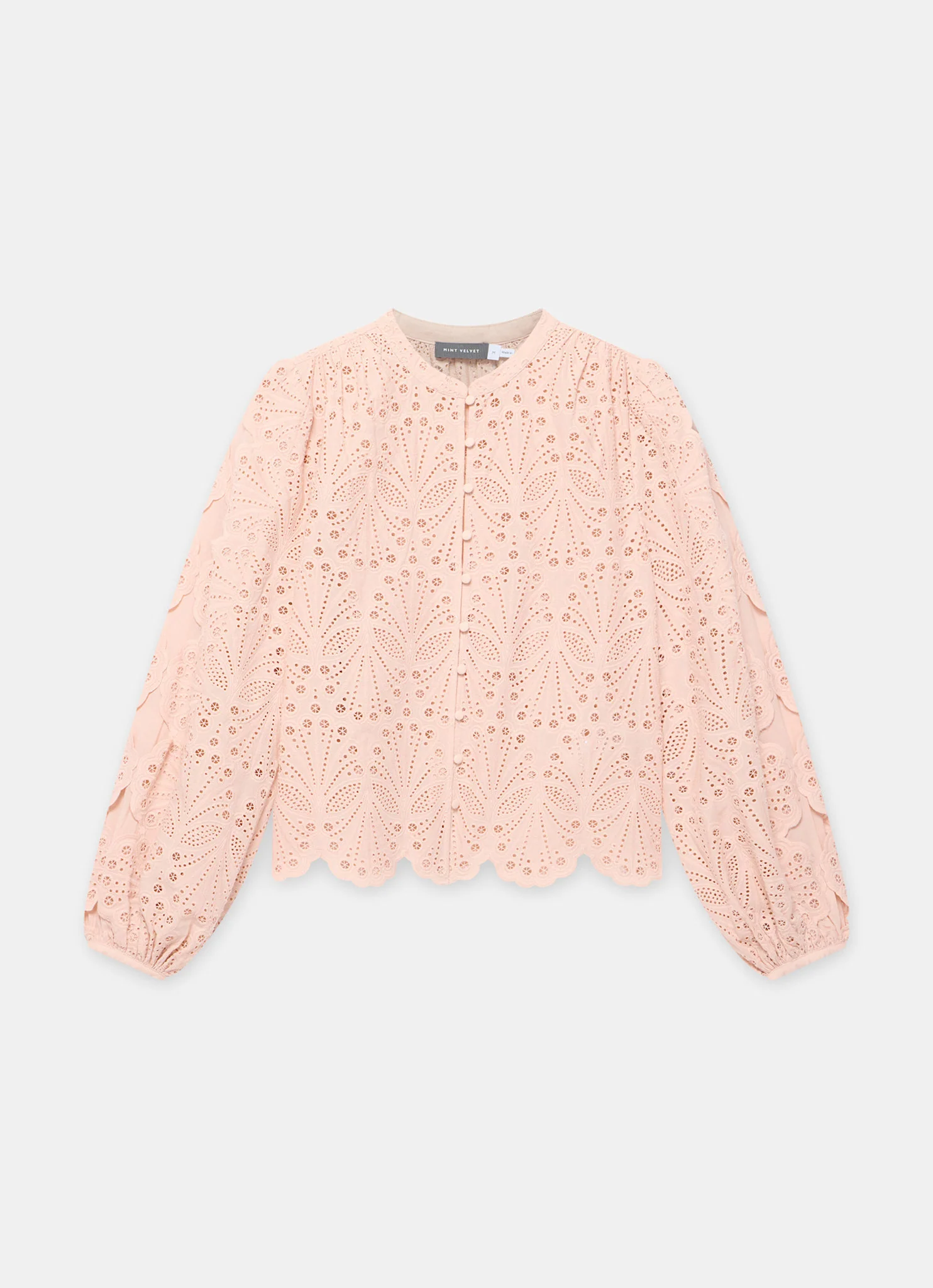 Pink Cotton Broderie Detail Blouse