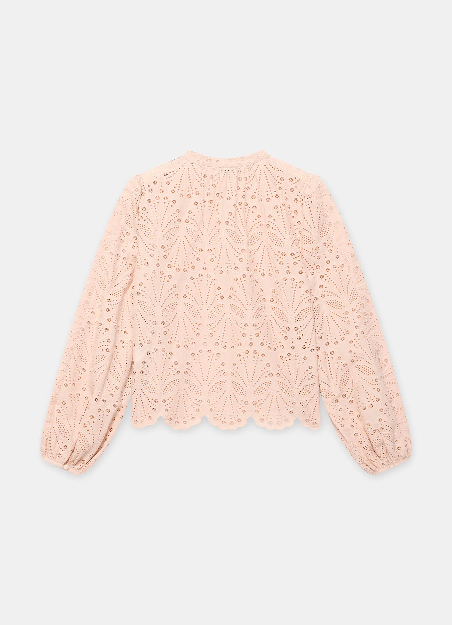 Pink Cotton Broderie Detail Blouse