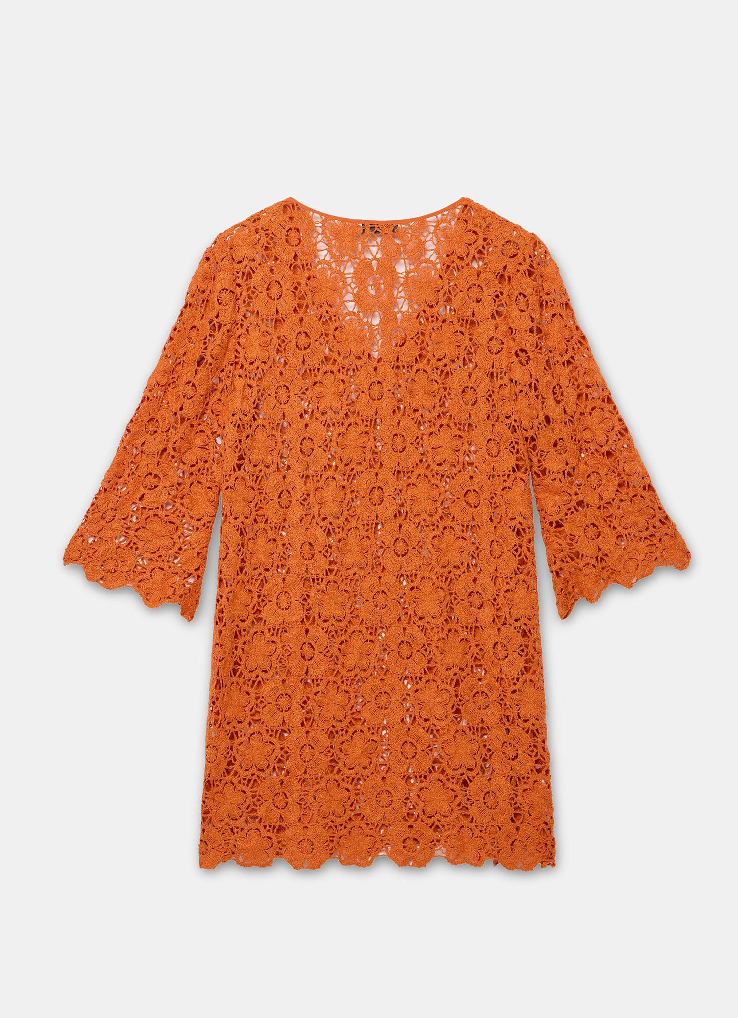 Orange Crochet Flower Beach Mini Dress