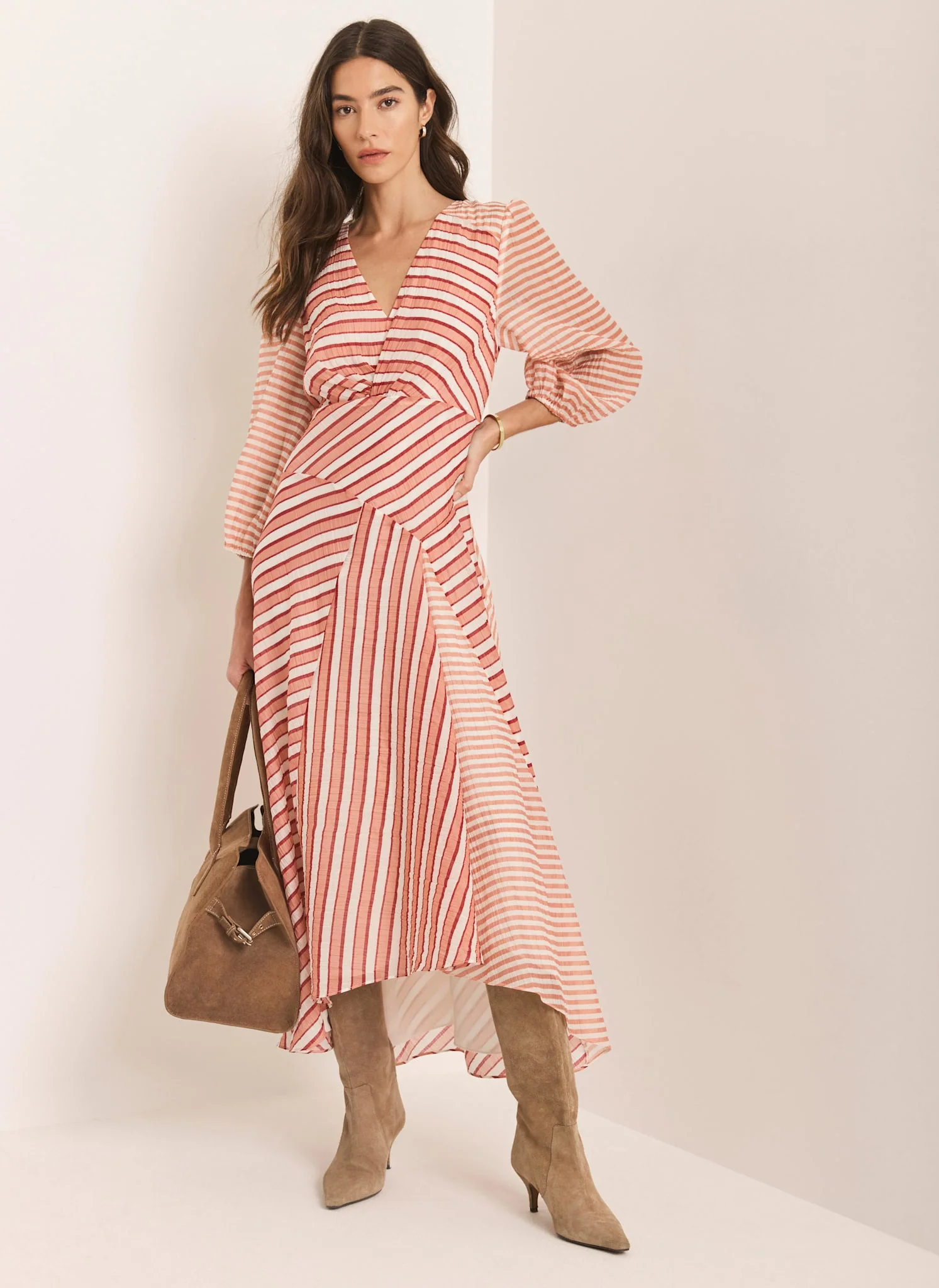 8078-orange-striped-panelled-maxi-dress-1.webp Orange Striped Panelled Maxi Dress
