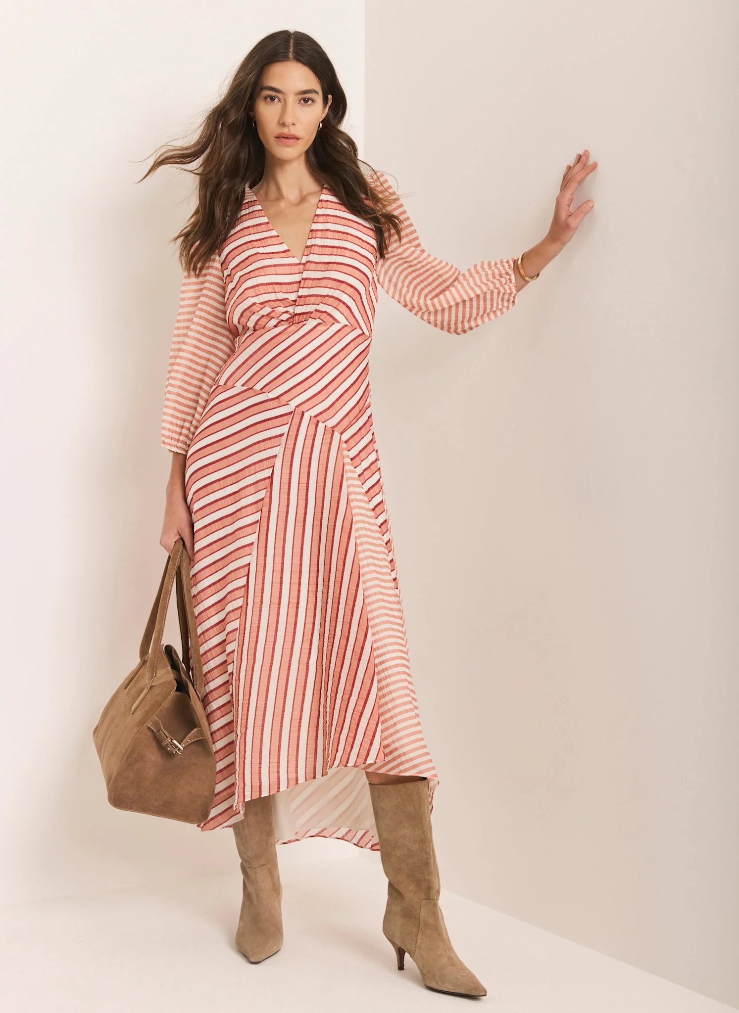 8078-orange-striped-panelled-maxi-dress-2.webp Orange Striped Panelled Maxi Dress