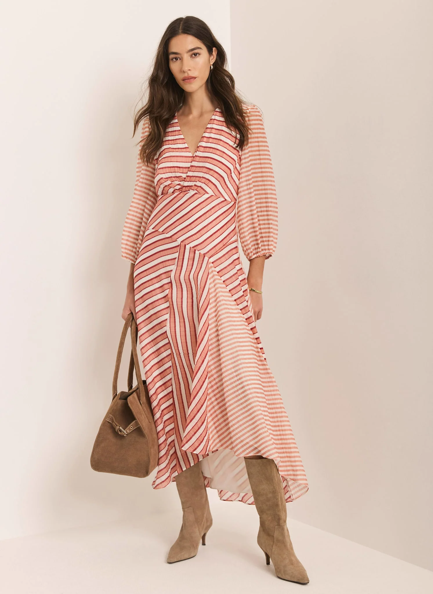 8078-orange-striped-panelled-maxi-dress-4.webp Orange Striped Panelled Maxi Dress