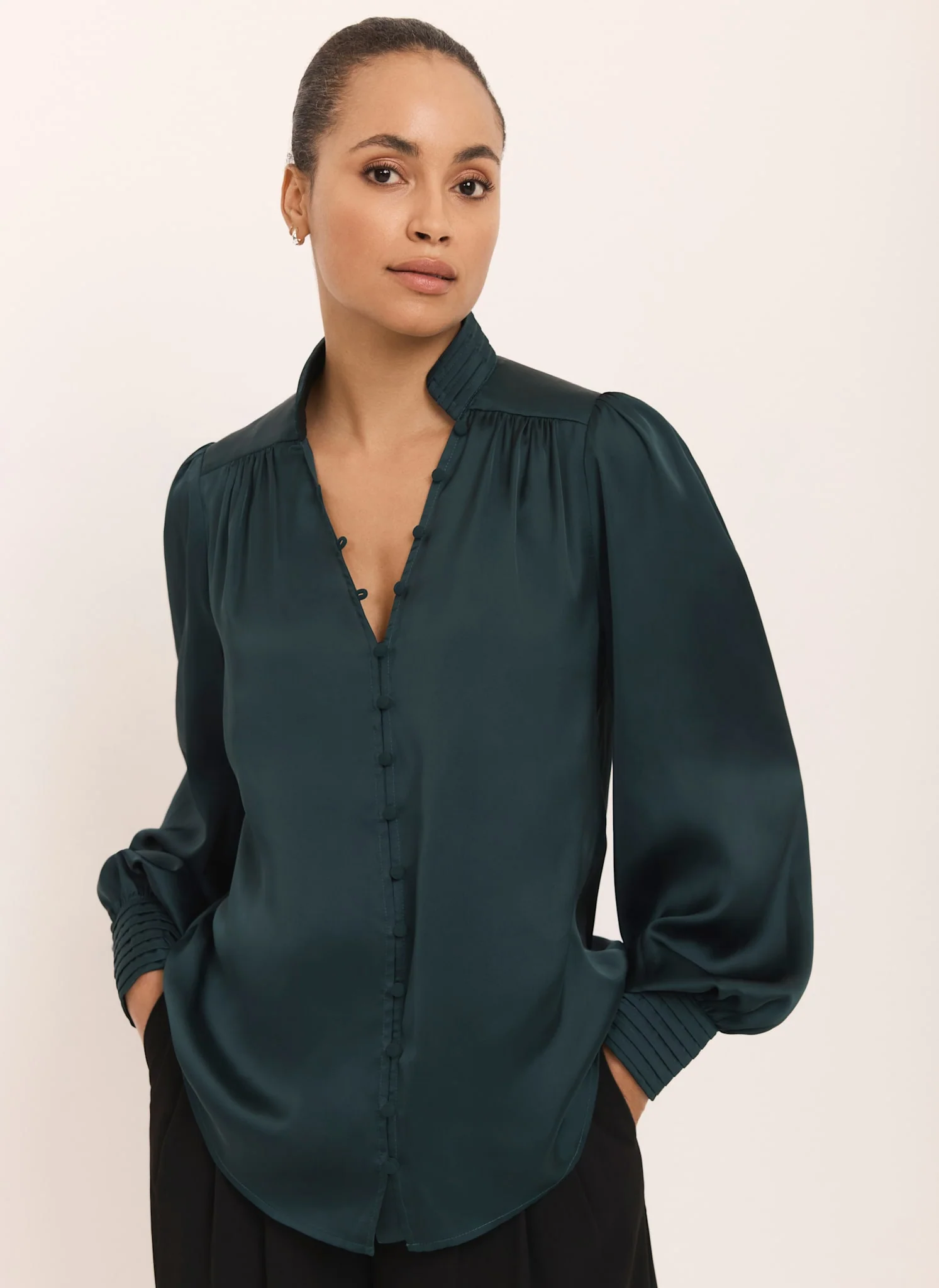 8108-teal-satin-long-sleeve-blouse-1.webp Teal Satin Long Sleeve Blouse
