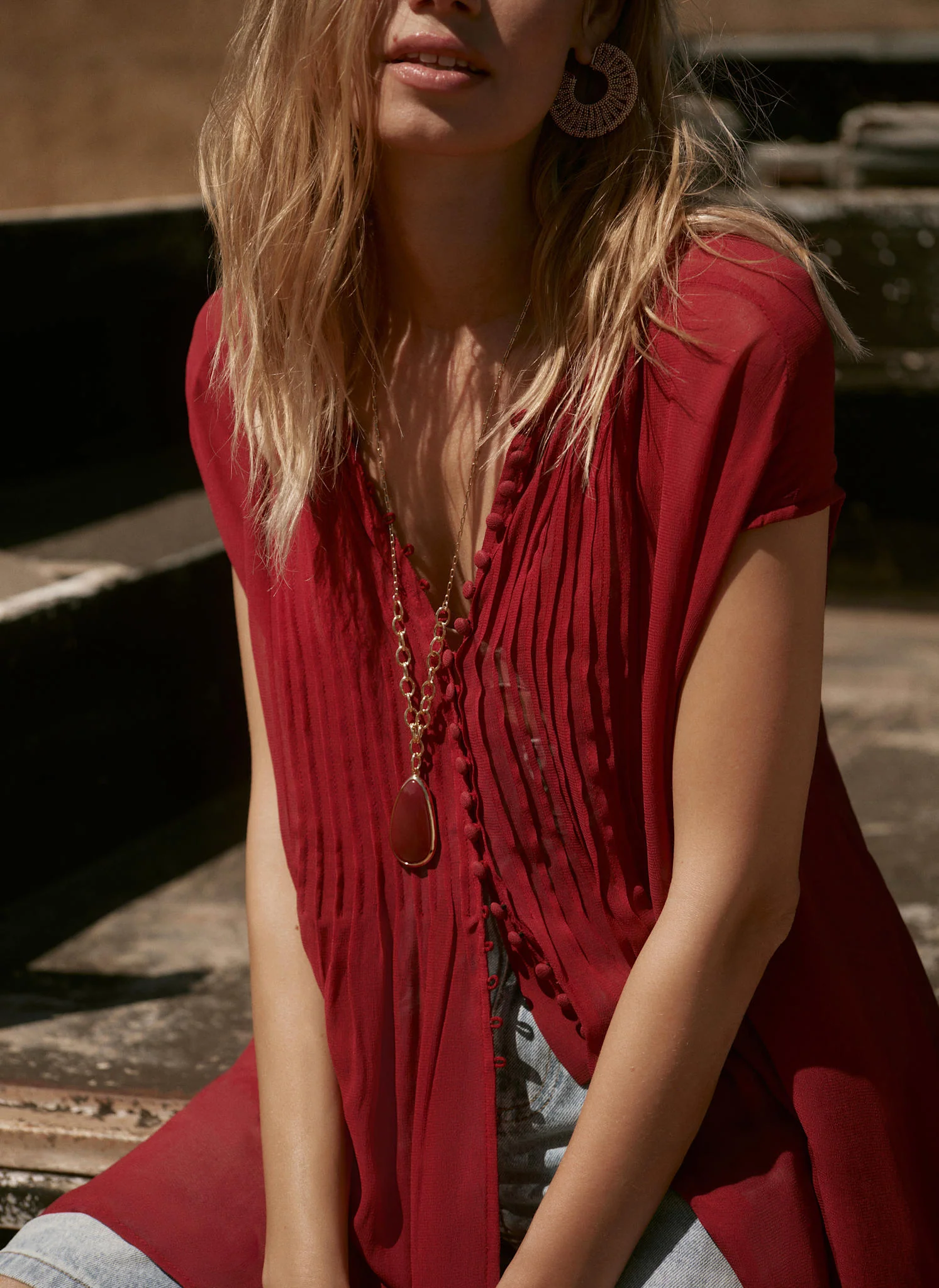 8114-burgundy-handkerchief-hemline-top-3.webp Burgundy Handkerchief Hemline Top