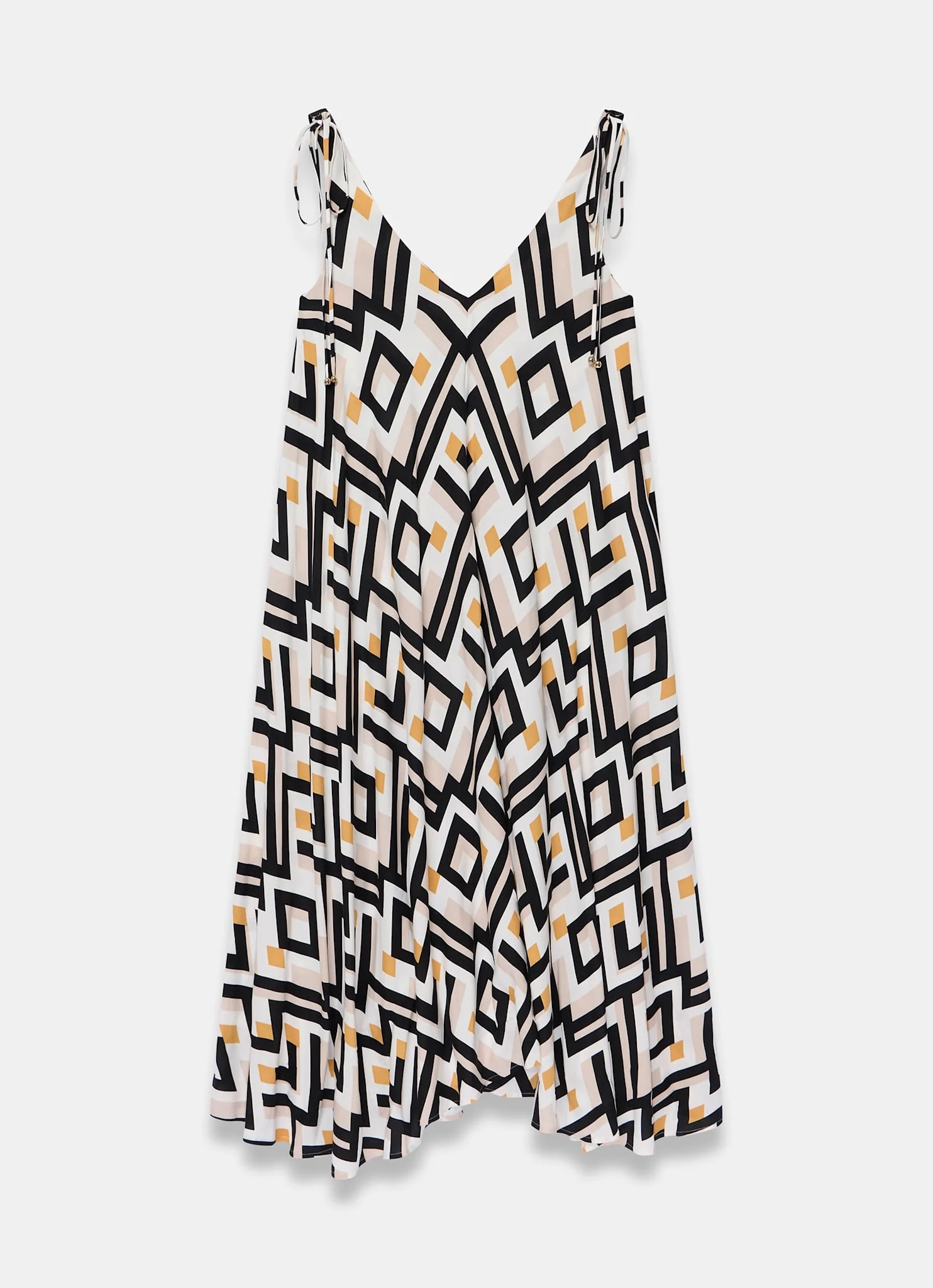 Black Geo Print Midi Dress