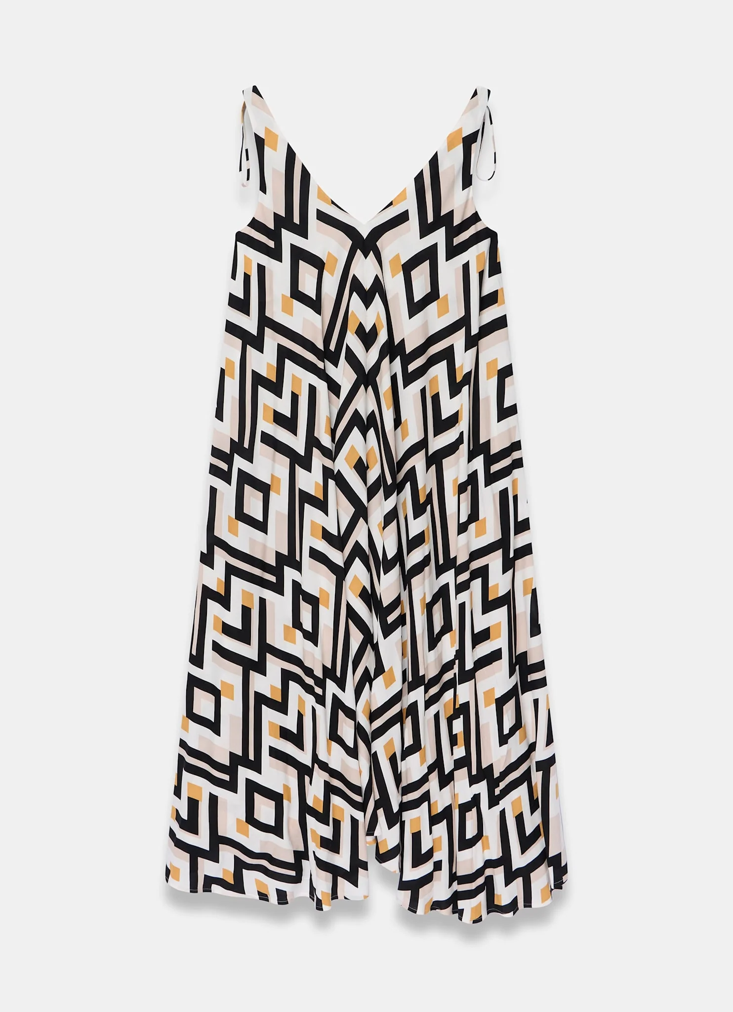 Black Geo Print Midi Dress