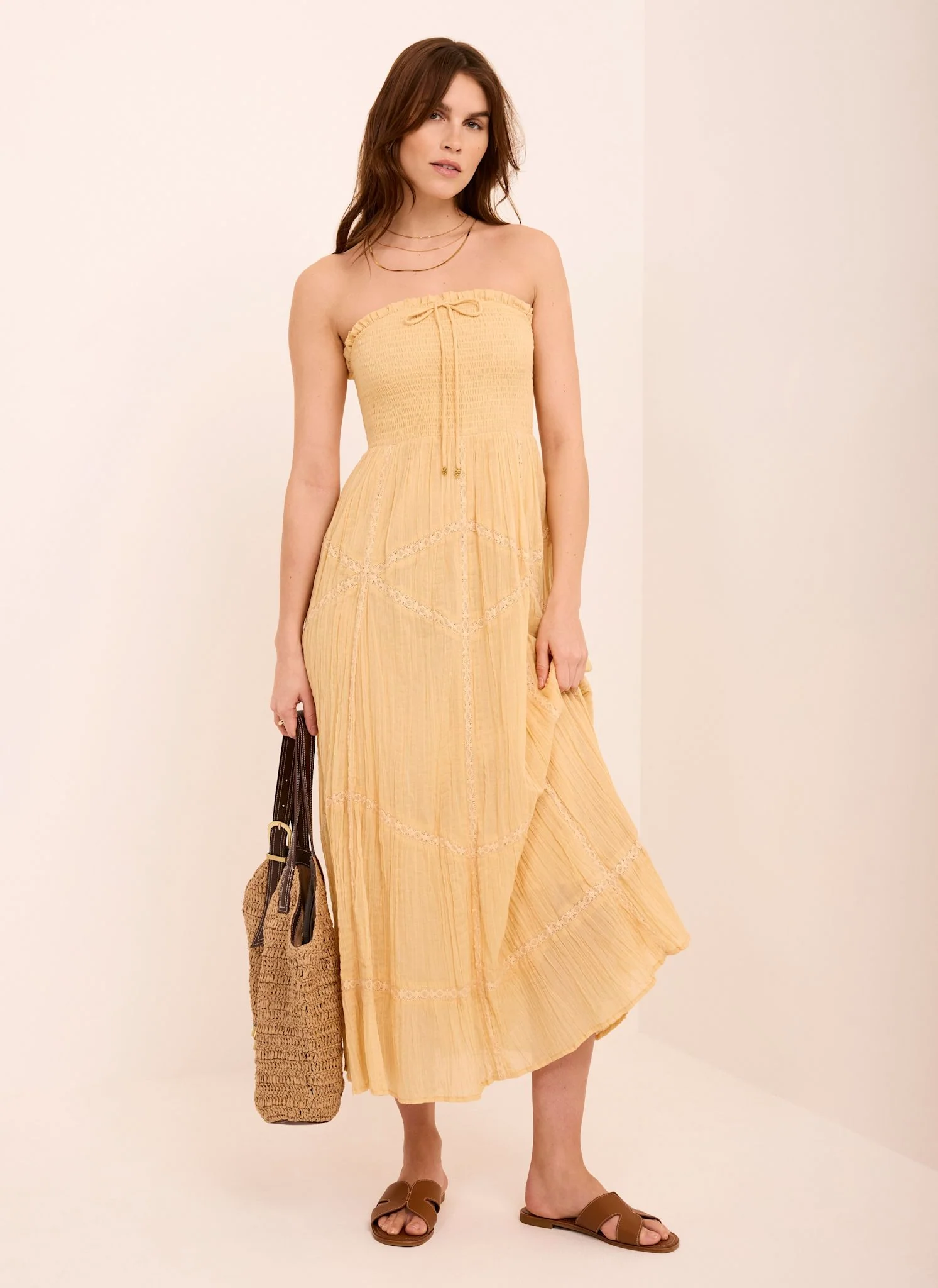8120-yellow-cotton-bandeau-midi-dress-1.webp Yellow Cotton Bandeau Midi Dress