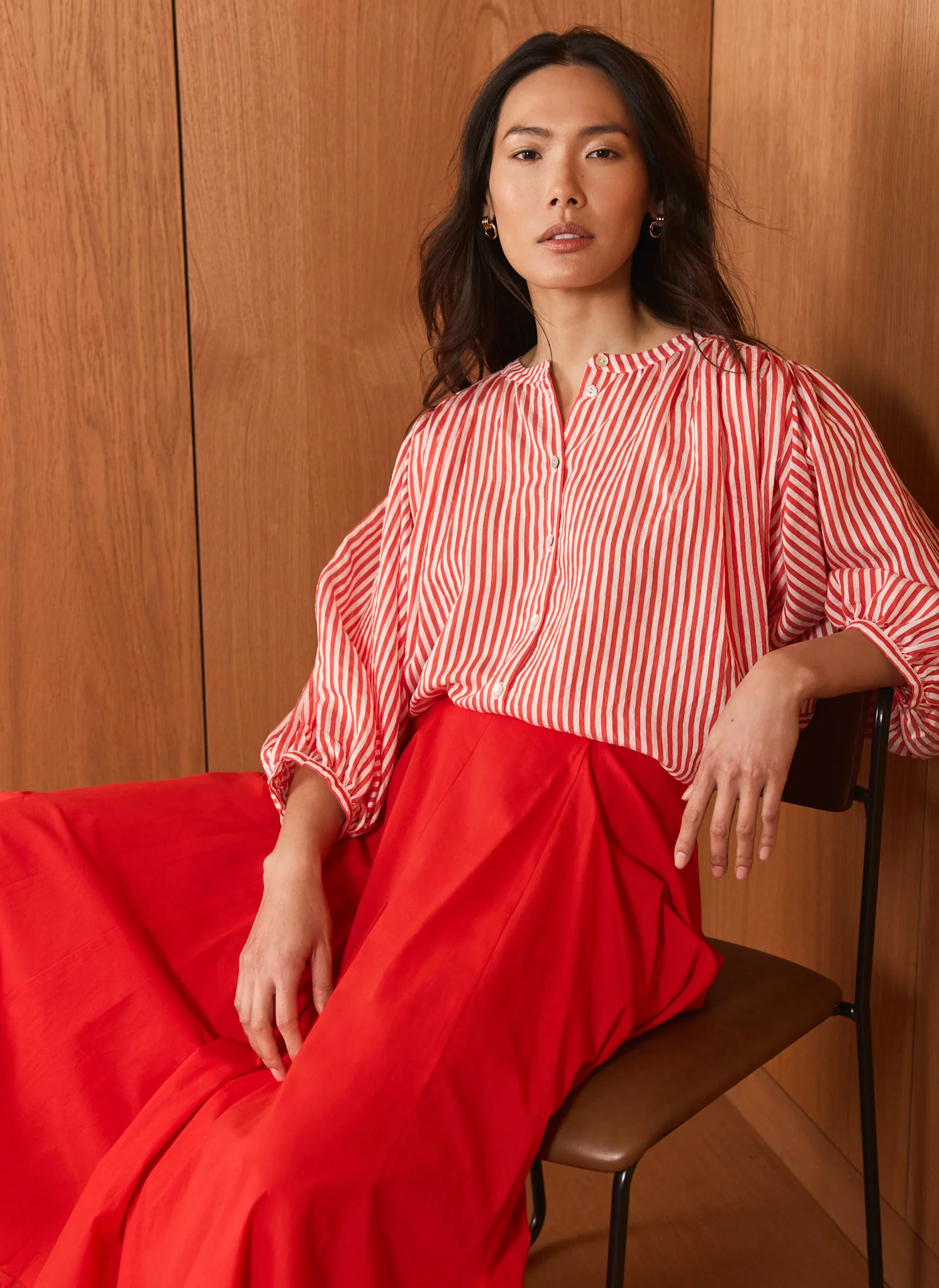 8142-red-striped-batwing-blouse-2.webp Red Striped Batwing Blouse