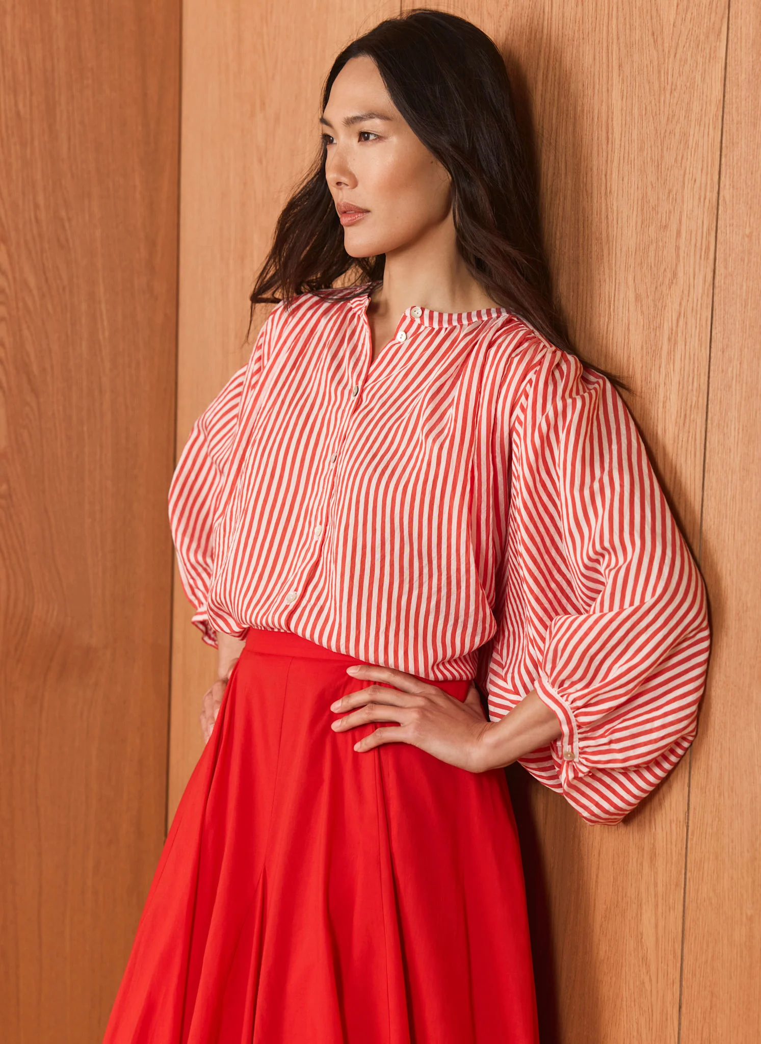 8142-red-striped-batwing-blouse-3.webp Red Striped Batwing Blouse