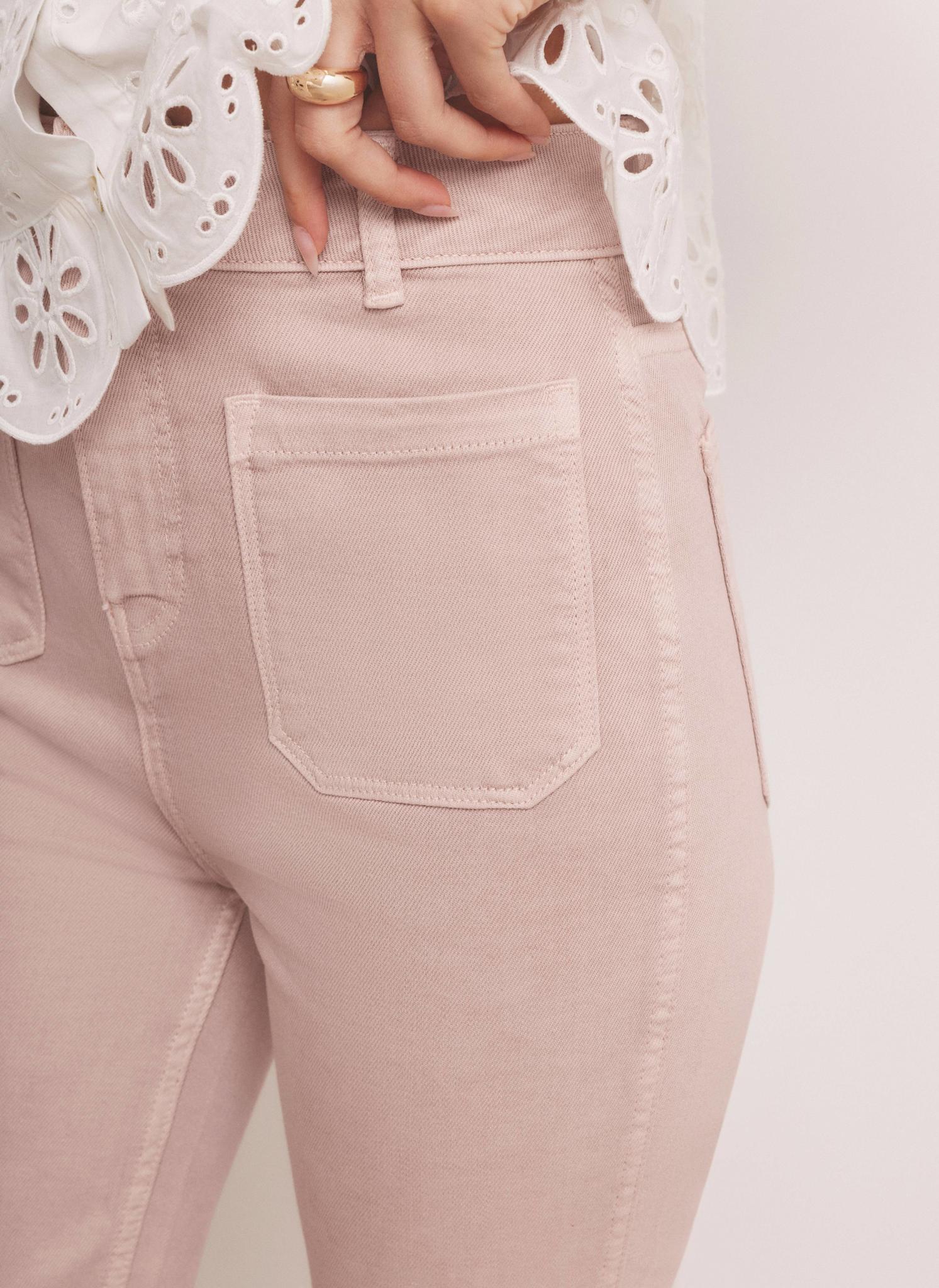 Pink Patch Pocket Flared Jeans
