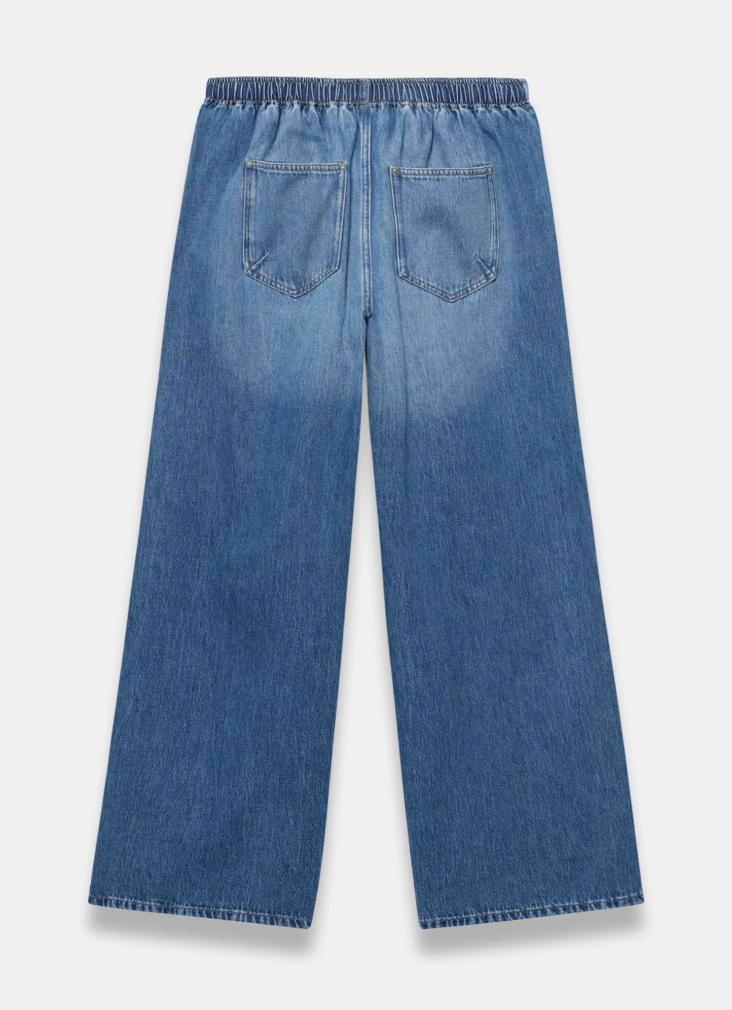 Mid Indigo Tie Waist Wide Leg Jeans