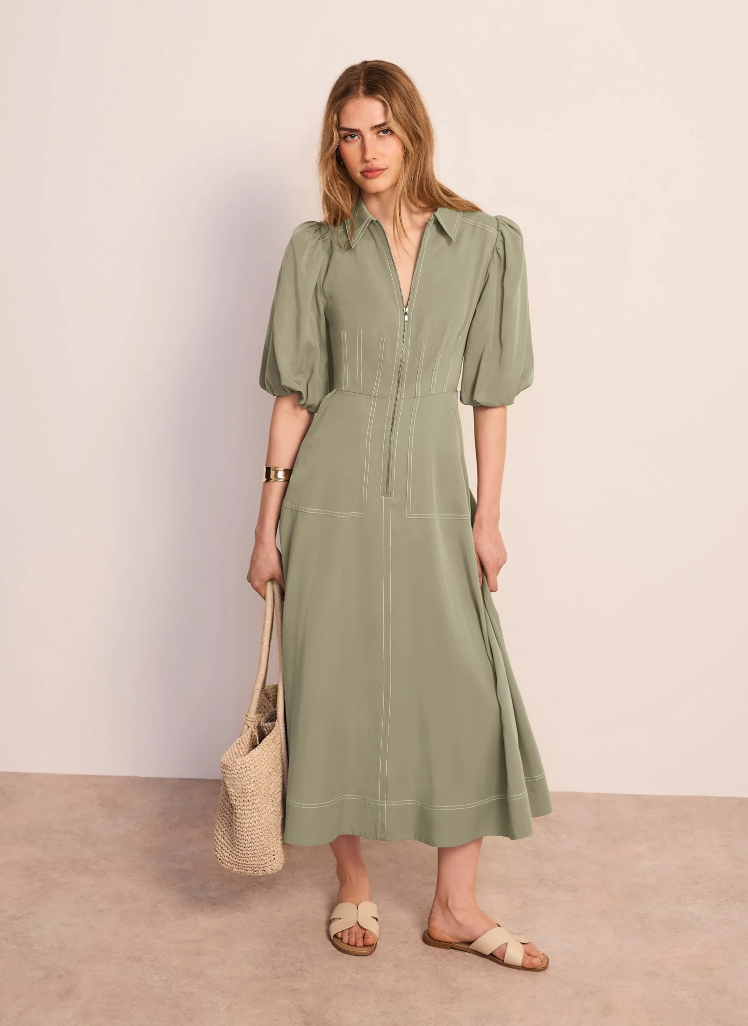 826-khaki-utility-zip-midi-shirt-dress-4.webp Khaki Utility Zip Midi Shirt Dress