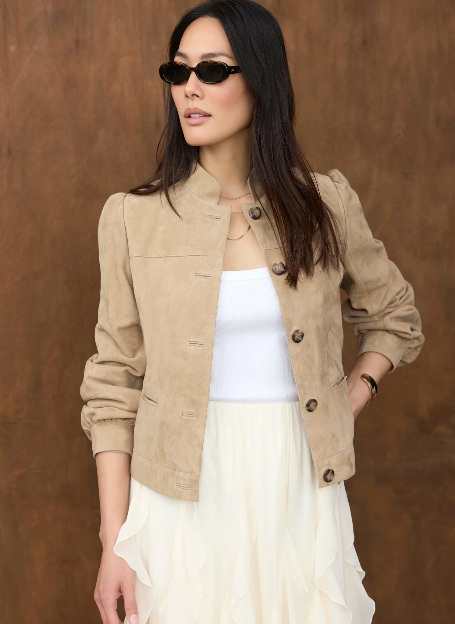 8262-neutral-suede-puff-sleeve-jacket-4.webp Neutral Suede Puff Sleeve Jacket