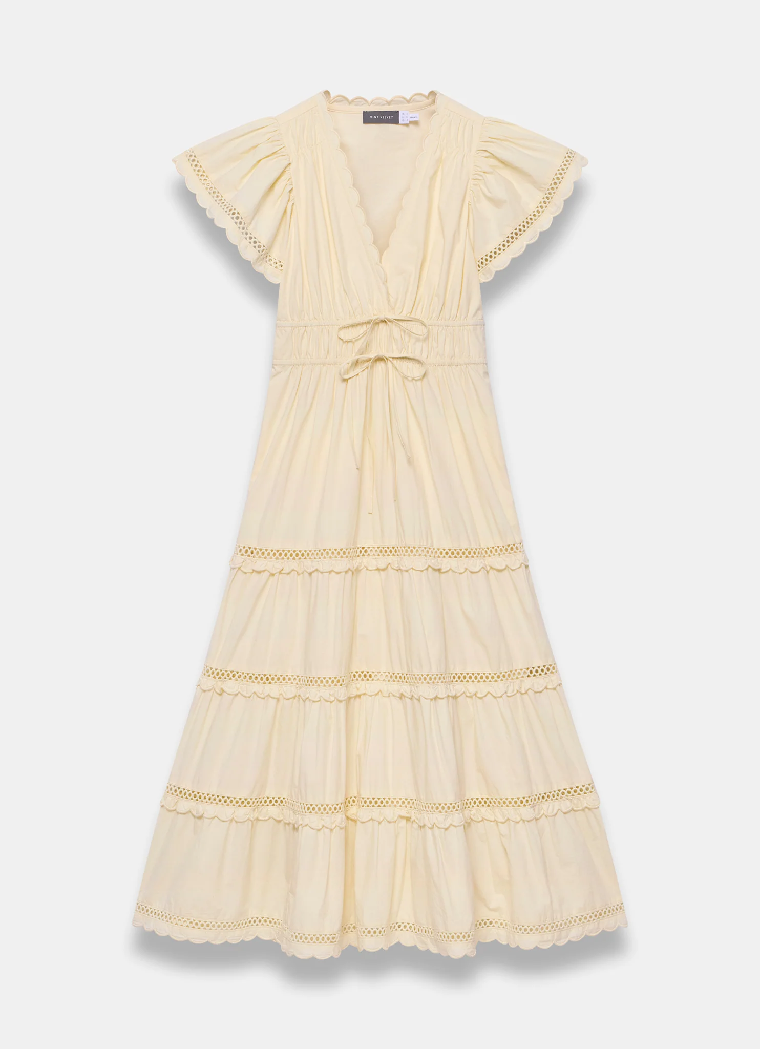 Yellow Cotton Ruffle Maxi Dress