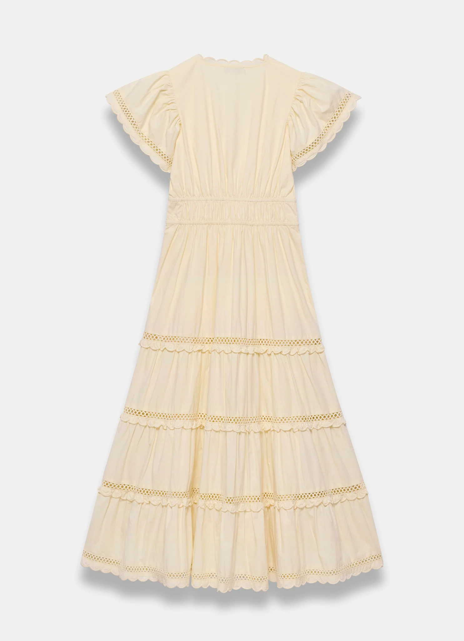 Yellow Cotton Ruffle Maxi Dress
