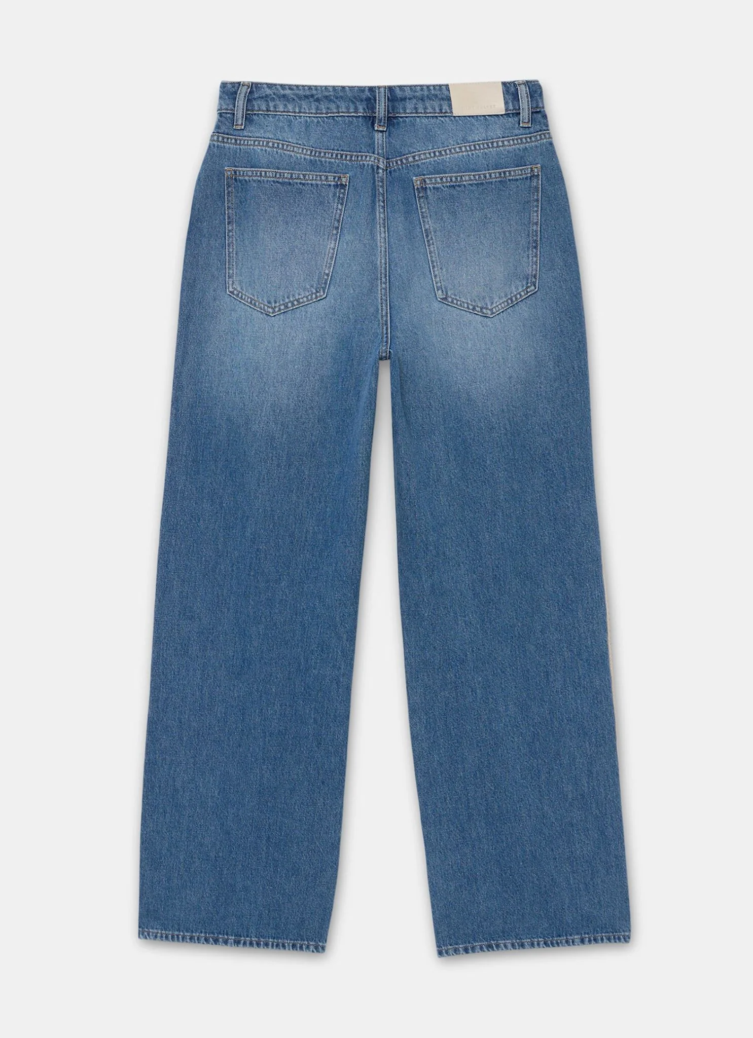 Mid Indigo Crochet Trim Straight Jeans