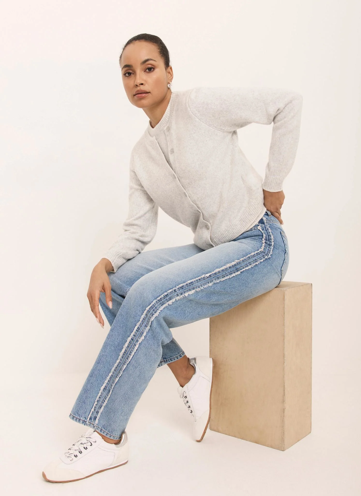 Light Indigo Wash Side Trim Boyfriend Jeans