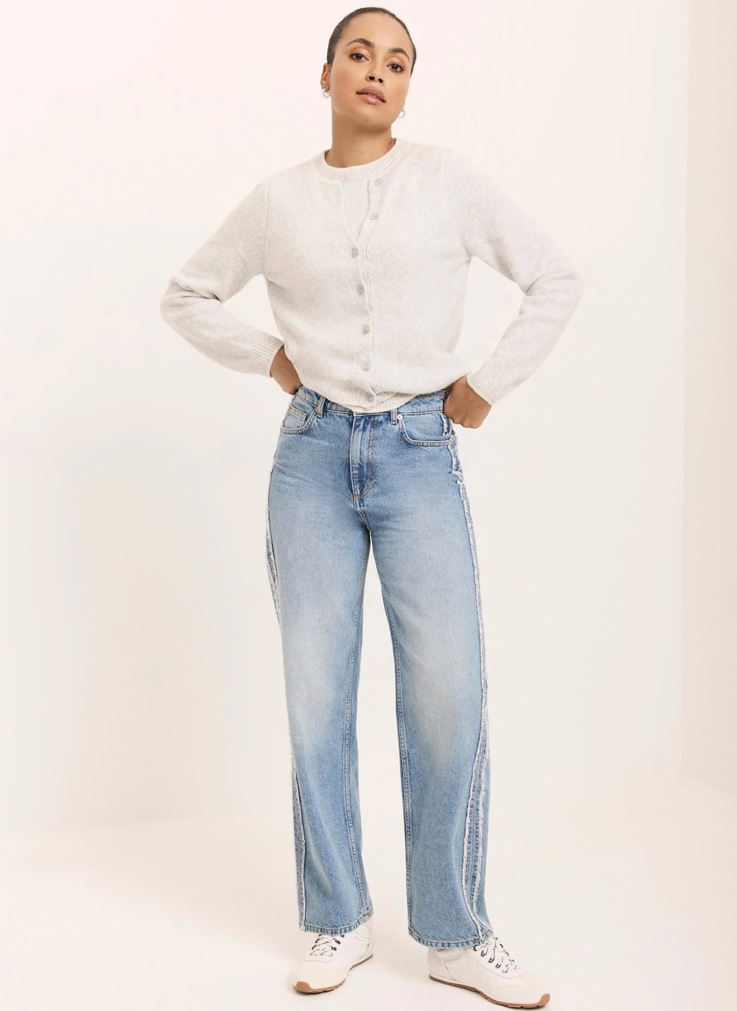 Light Indigo Wash Side Trim Boyfriend Jeans