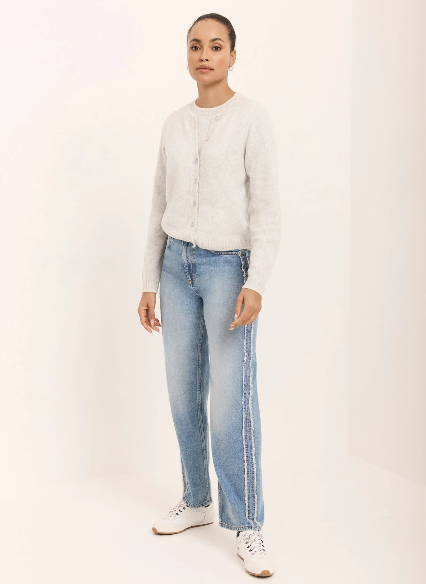 Light Indigo Wash Side Trim Boyfriend Jeans