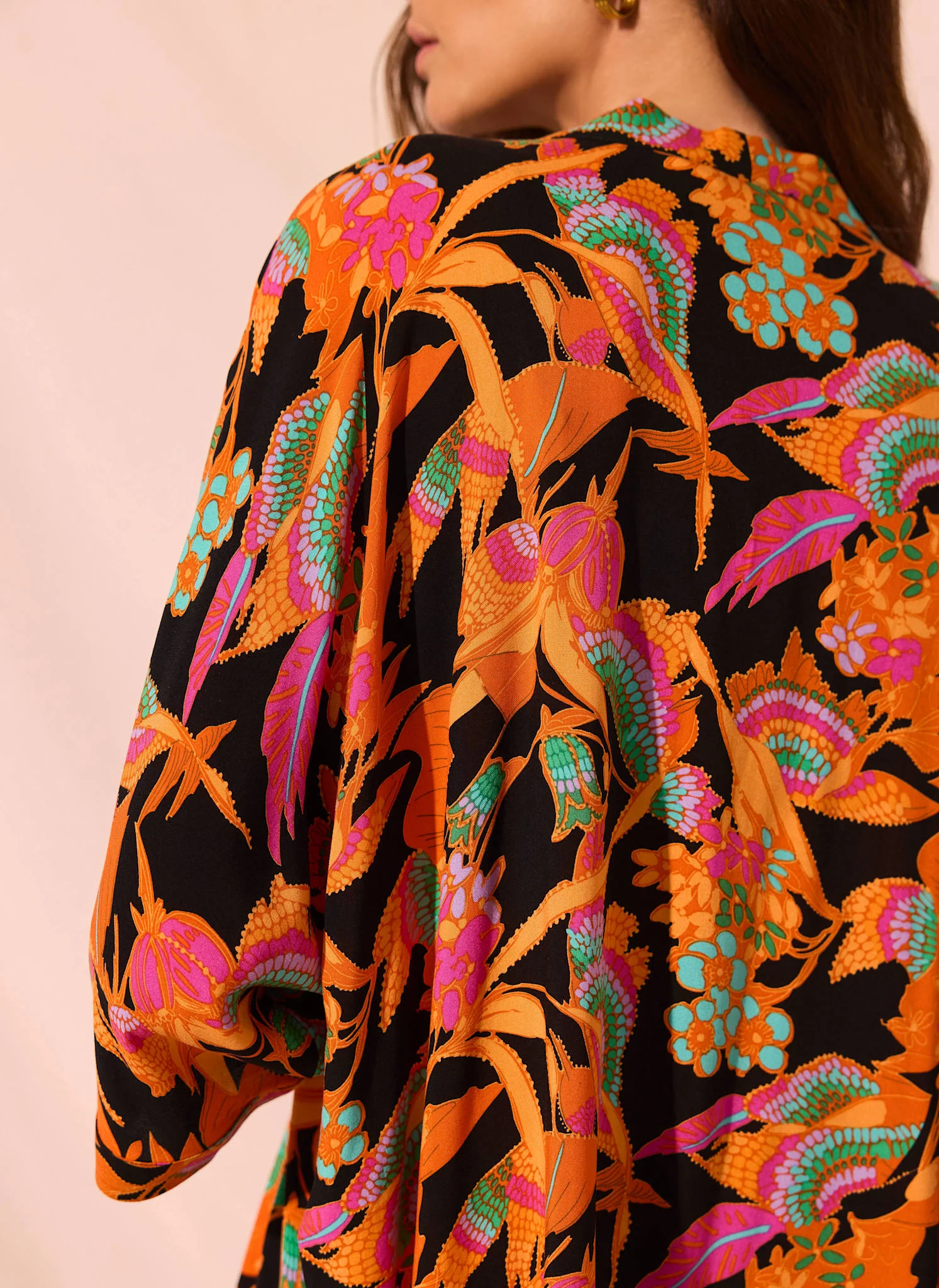 840-orange-floral-print-long-kimono-4.webp Orange Floral Print Long Kimono