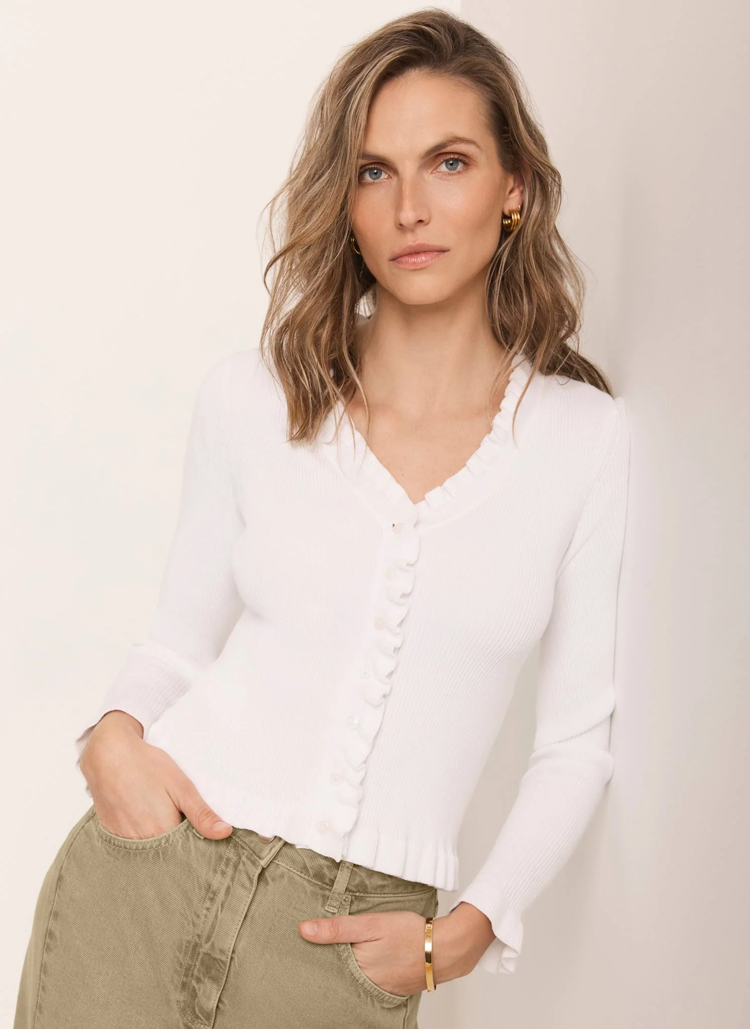 8432-white-ruffle-detail-cardigan-1.webp White Ruffle Detail Cardigan