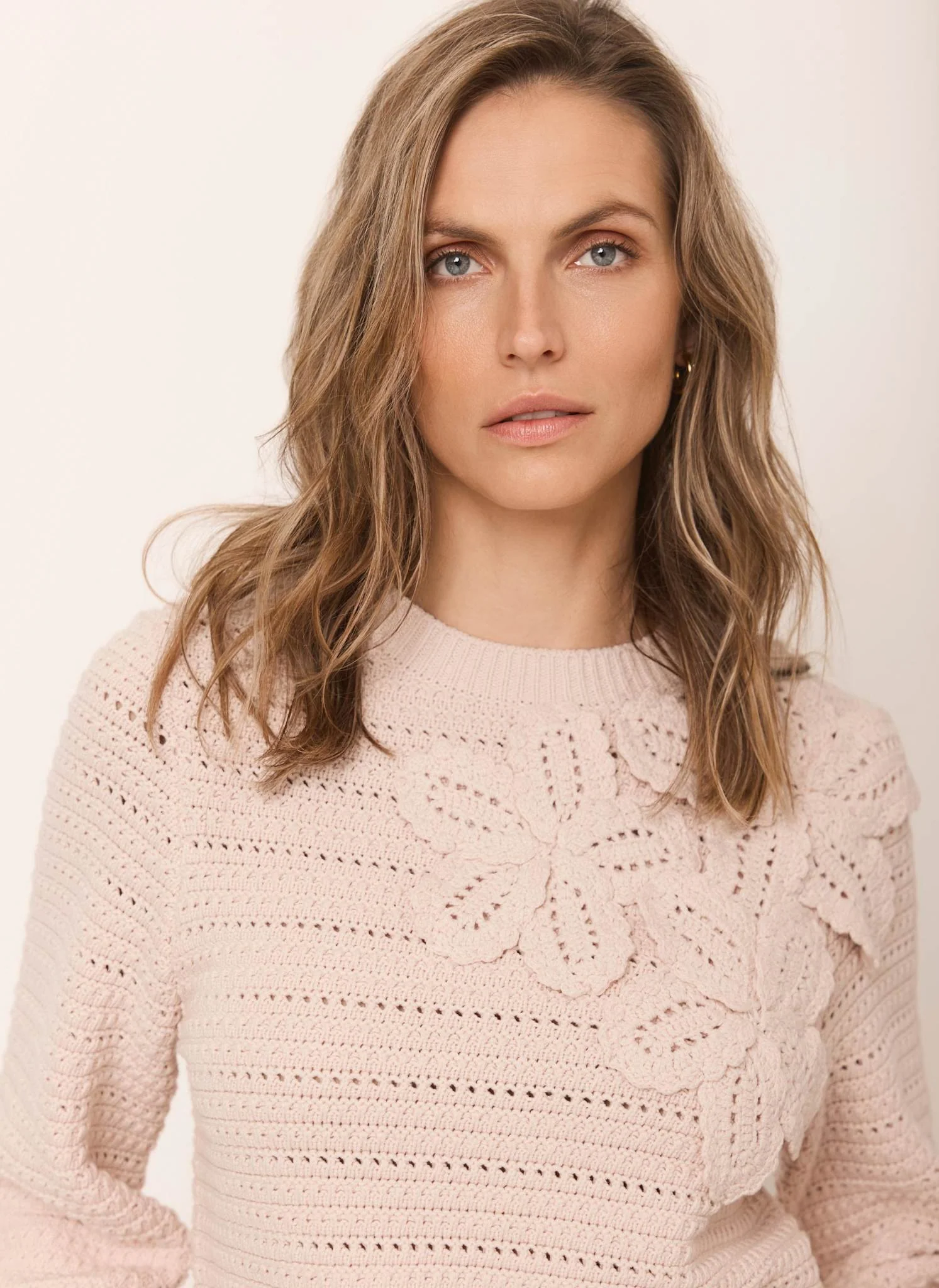 8444-pink-cotton-blend-floral-detail-jumper-5.webp Pink Cotton Blend Floral Detail Jumper
