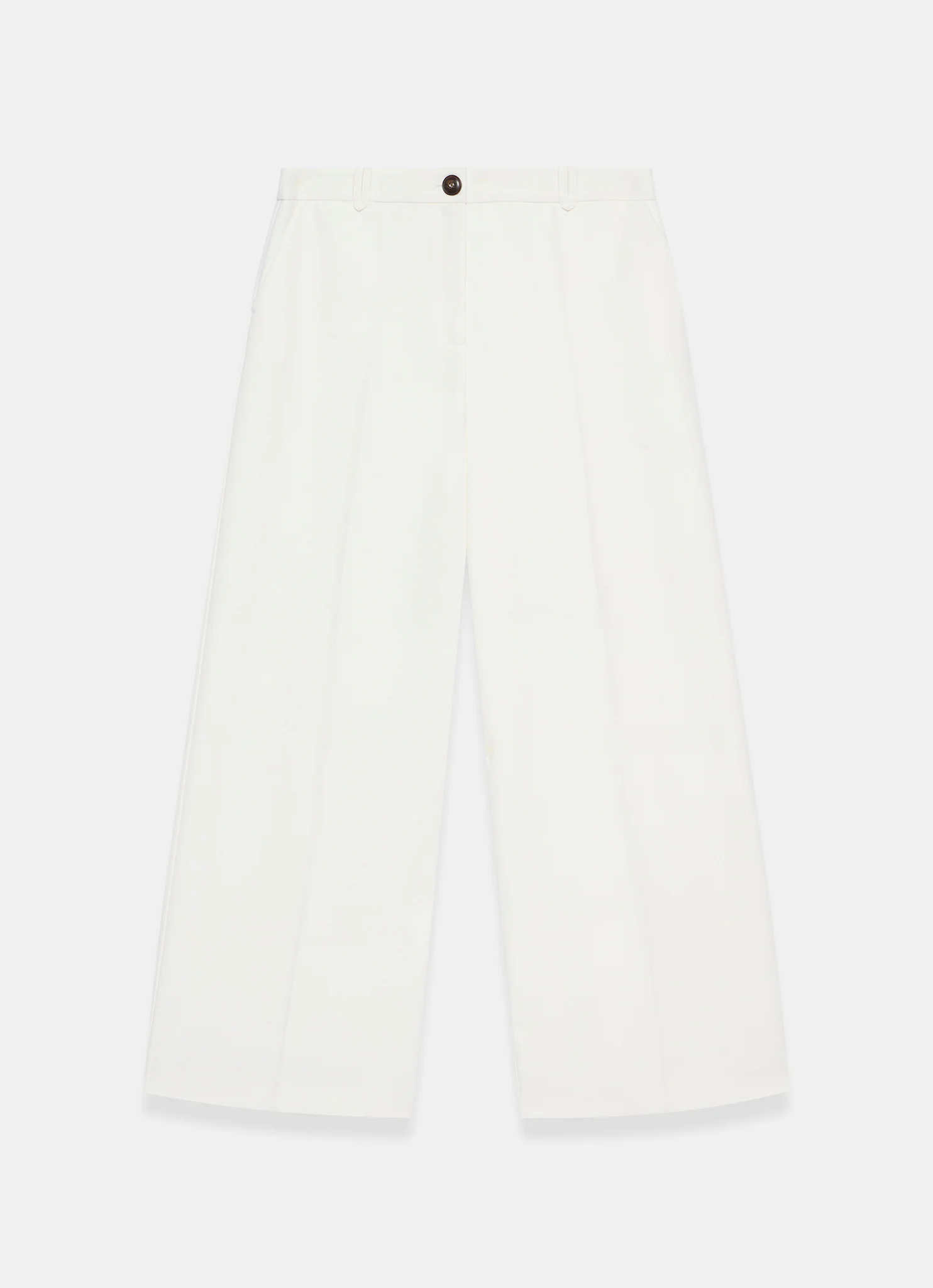 White Pleated Wide Leg Trousers