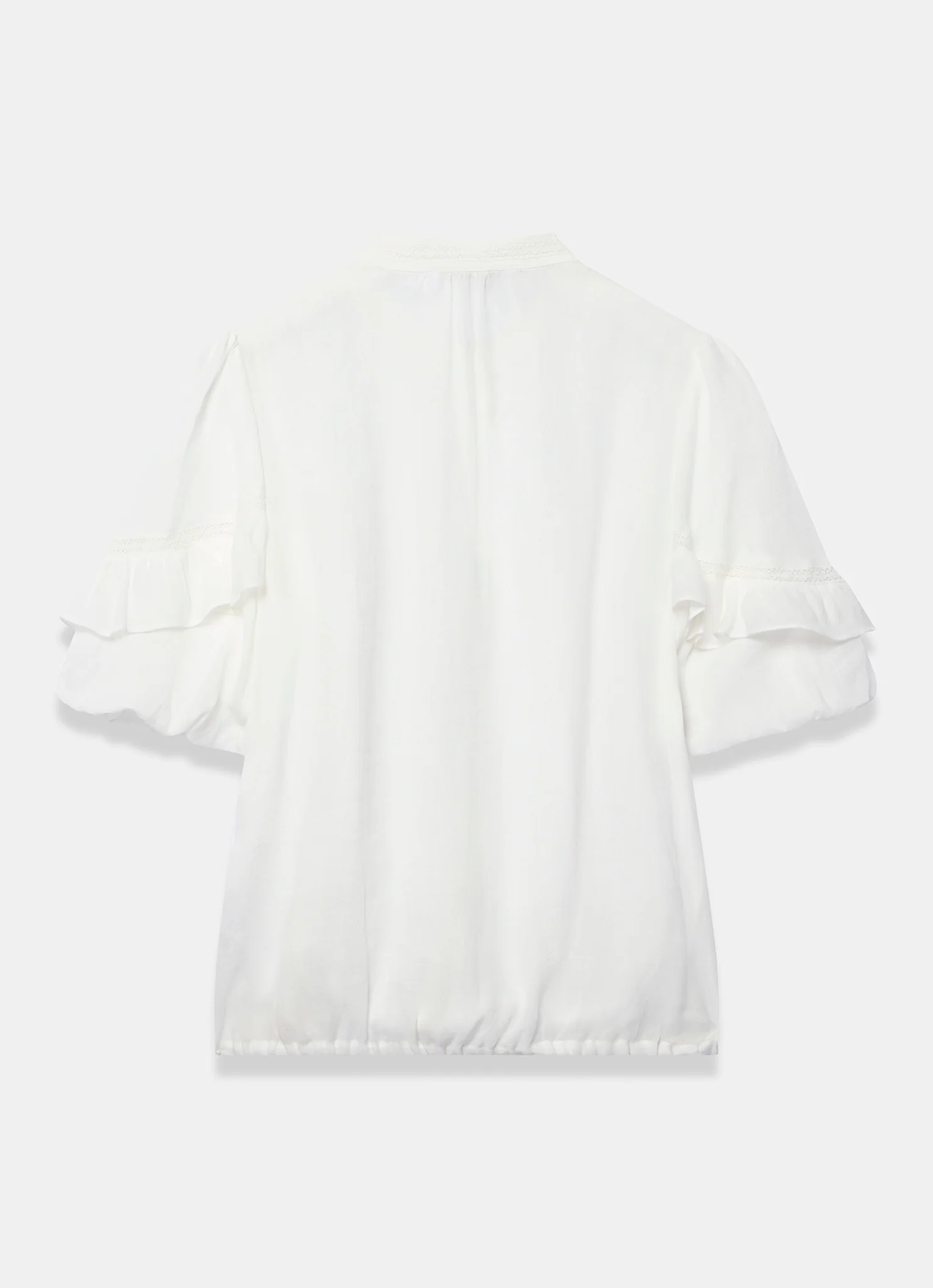 White Ramie Lace Detail Blouse