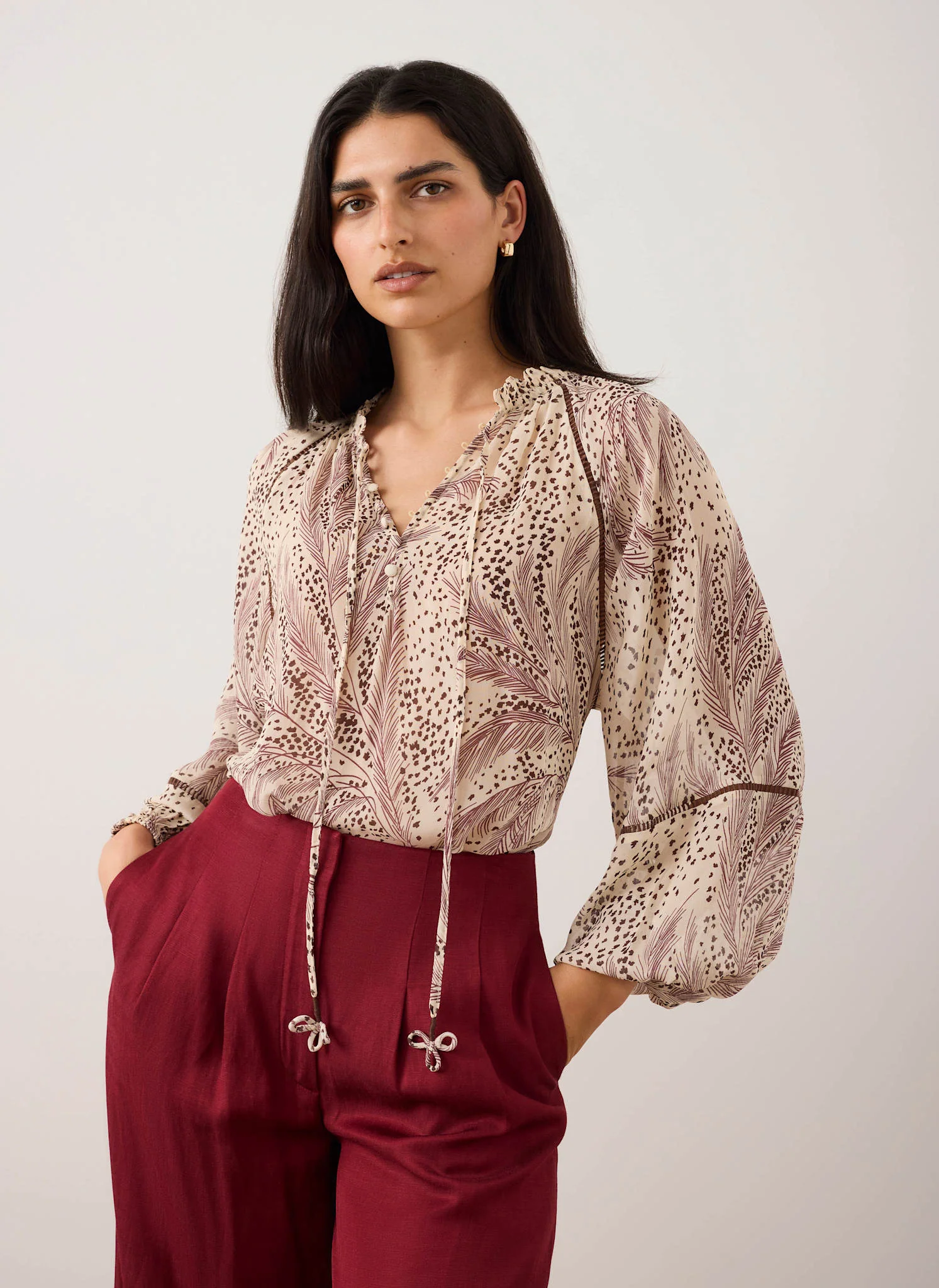 8516-cream-feather-print-blouse-5.webp Cream Feather Print Blouse