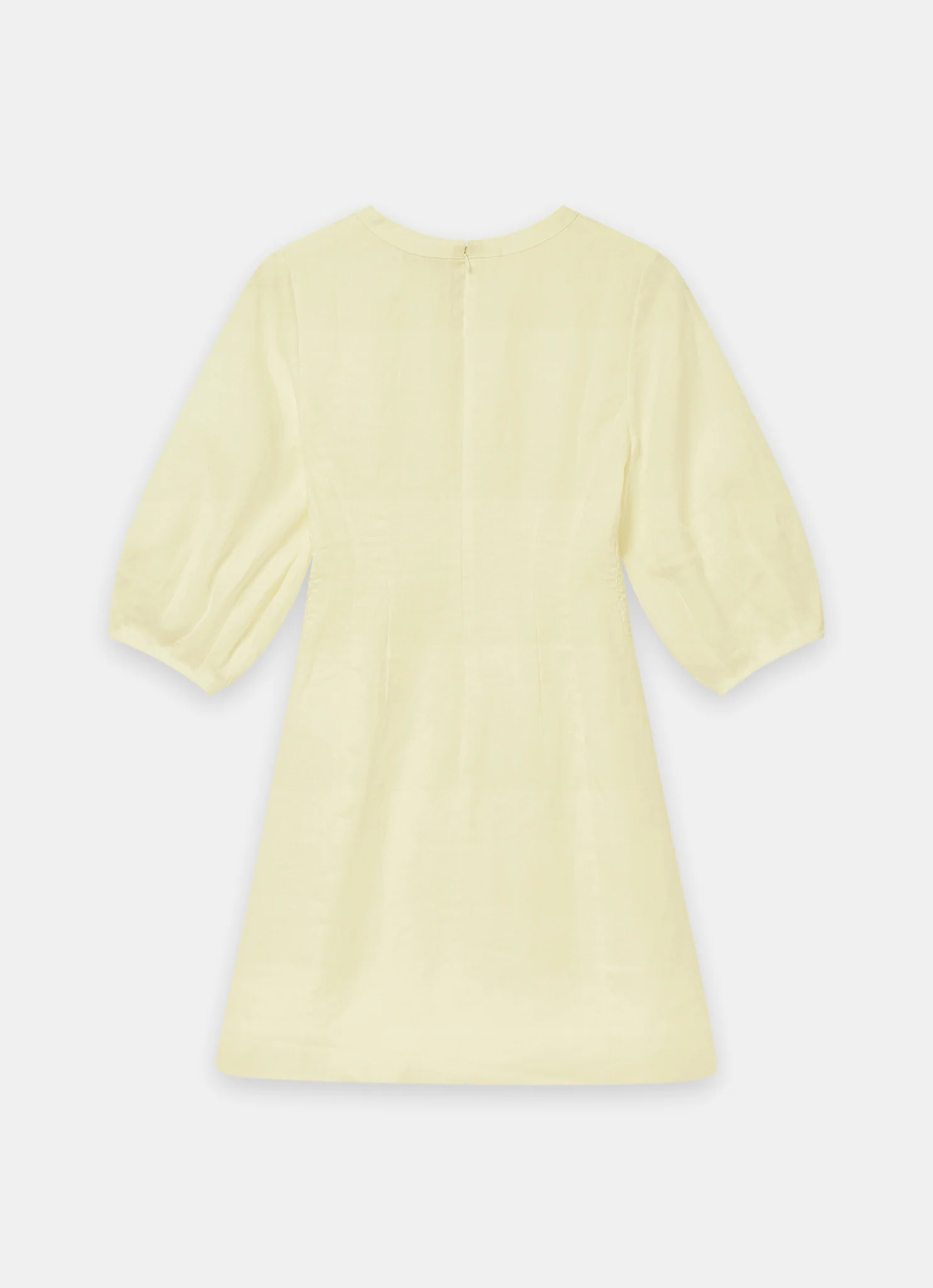 Yellow Linen Puff Sleeve Mini Dress