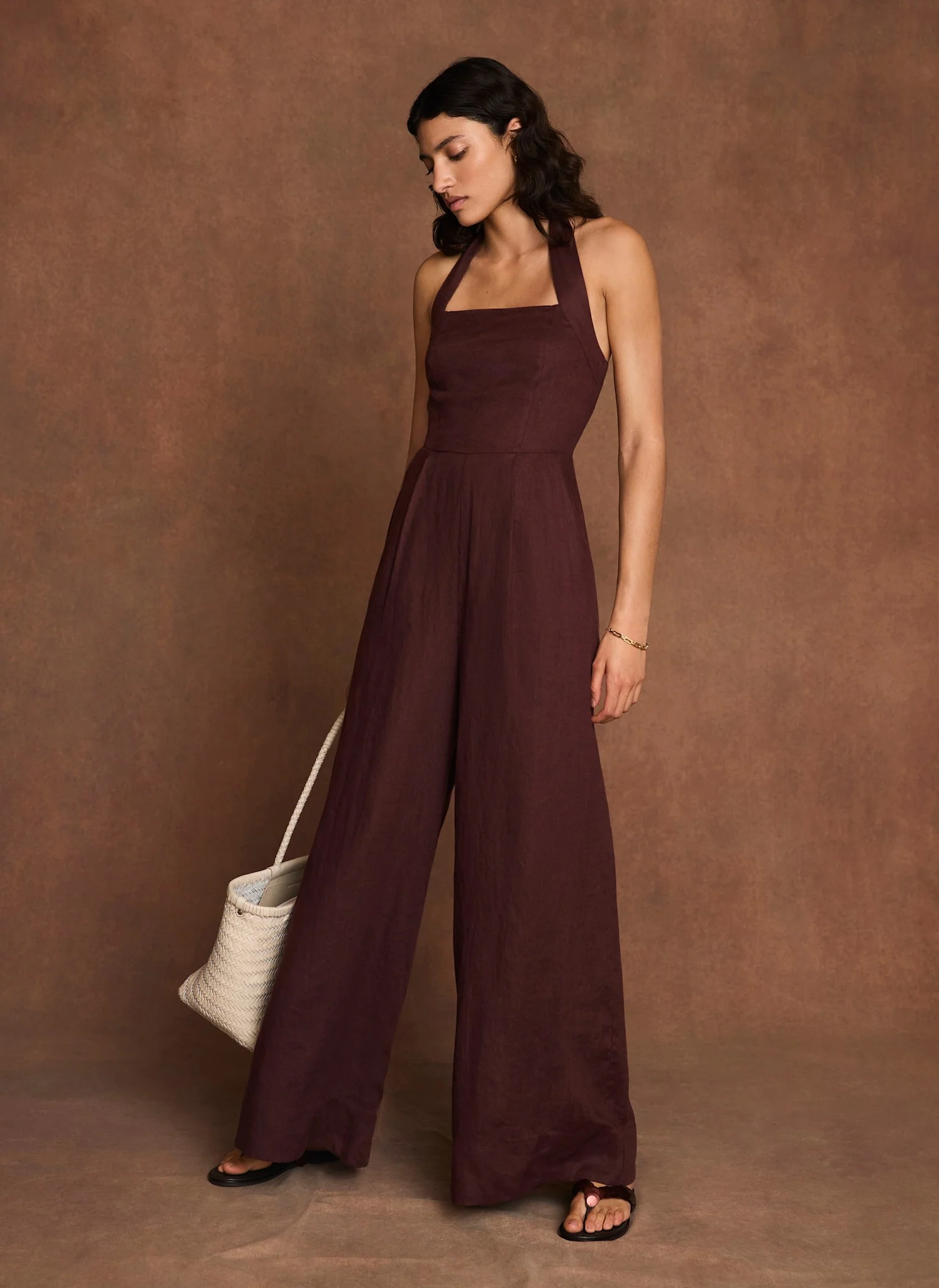8608-burgundy-linen-halter-jumpsuit-1.webp Burgundy Linen Halter Jumpsuit