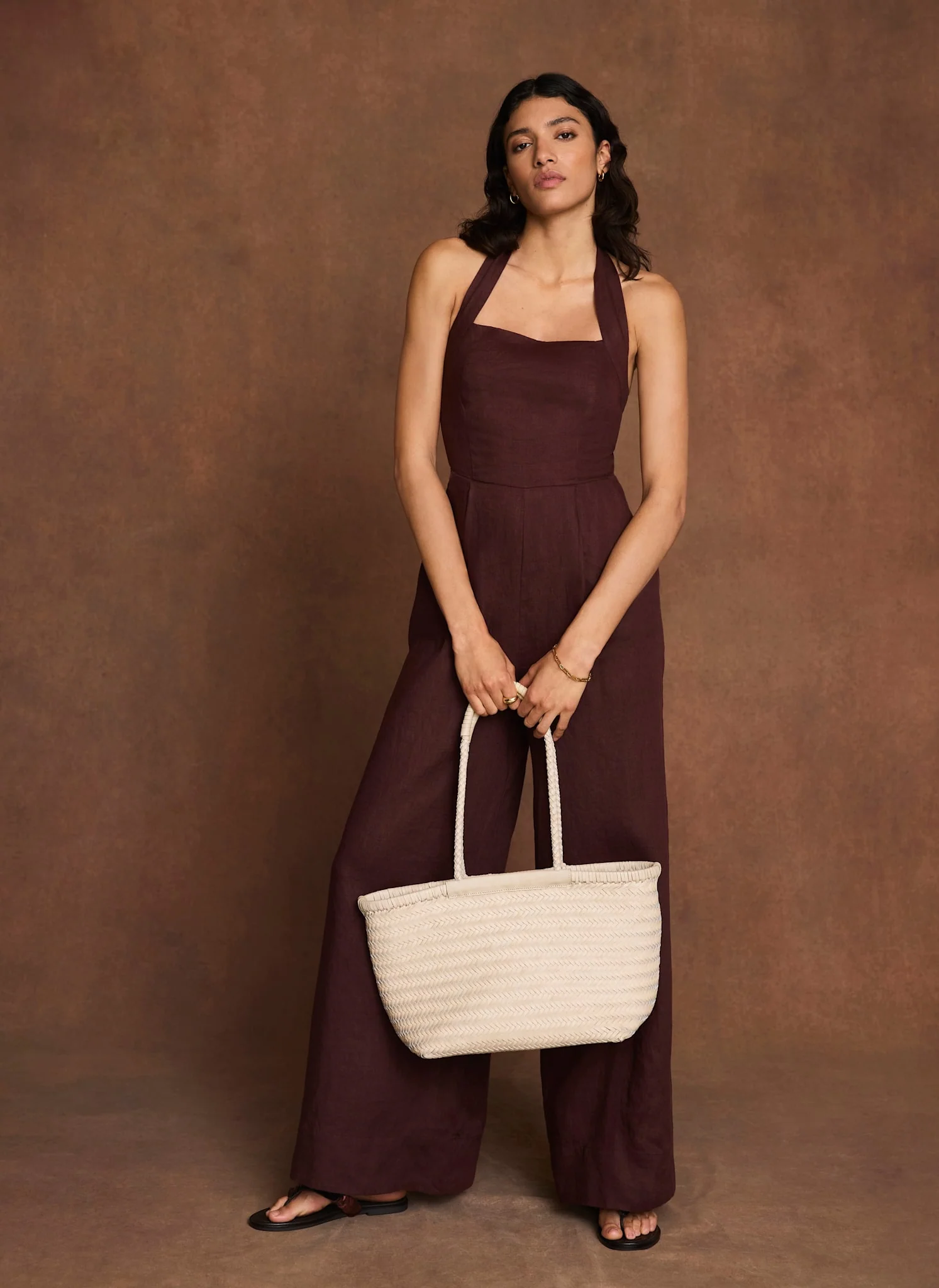 8608-burgundy-linen-halter-jumpsuit-3.webp Burgundy Linen Halter Jumpsuit