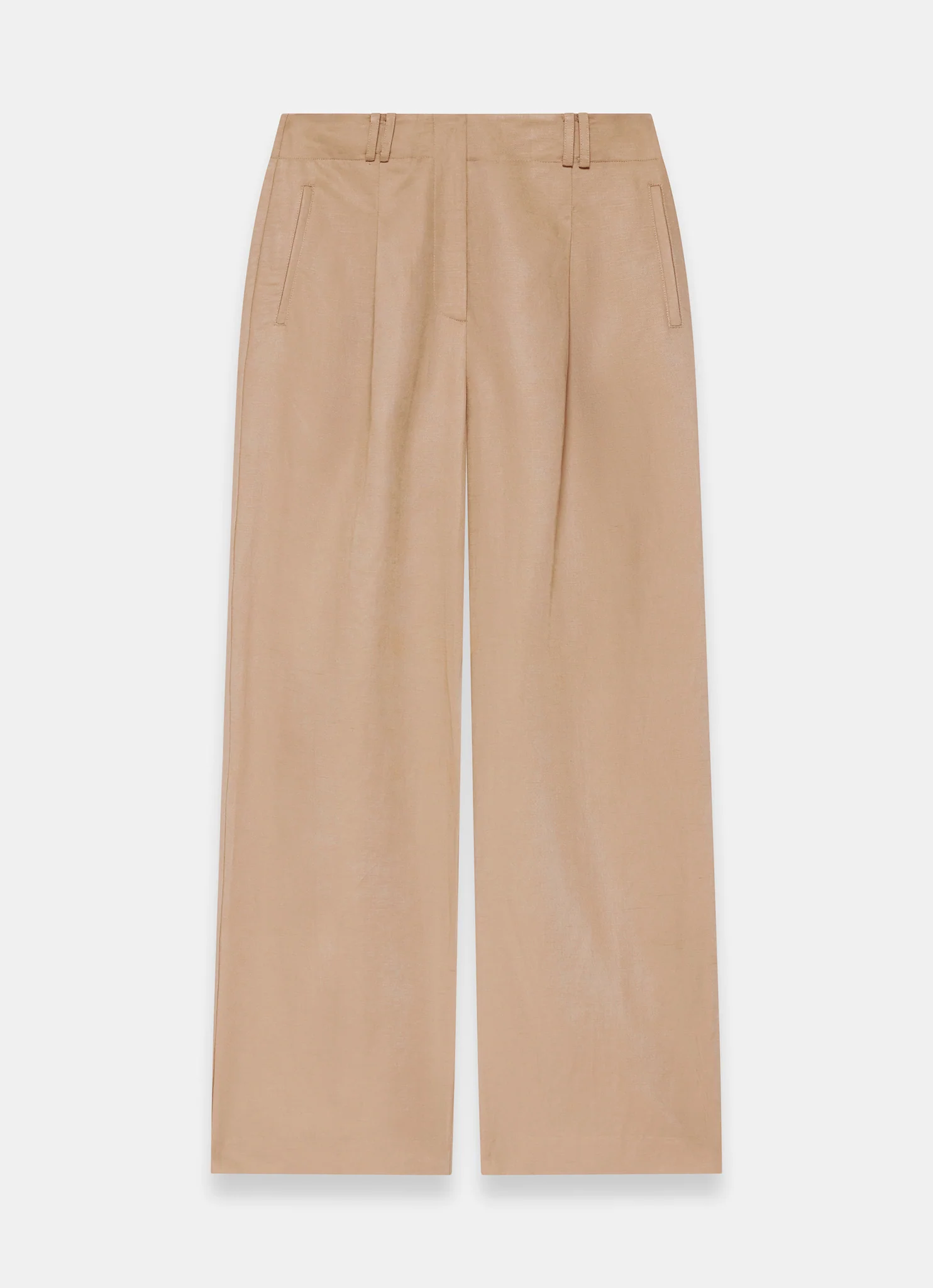 Neutral Linen Blend Wide Leg Trousers