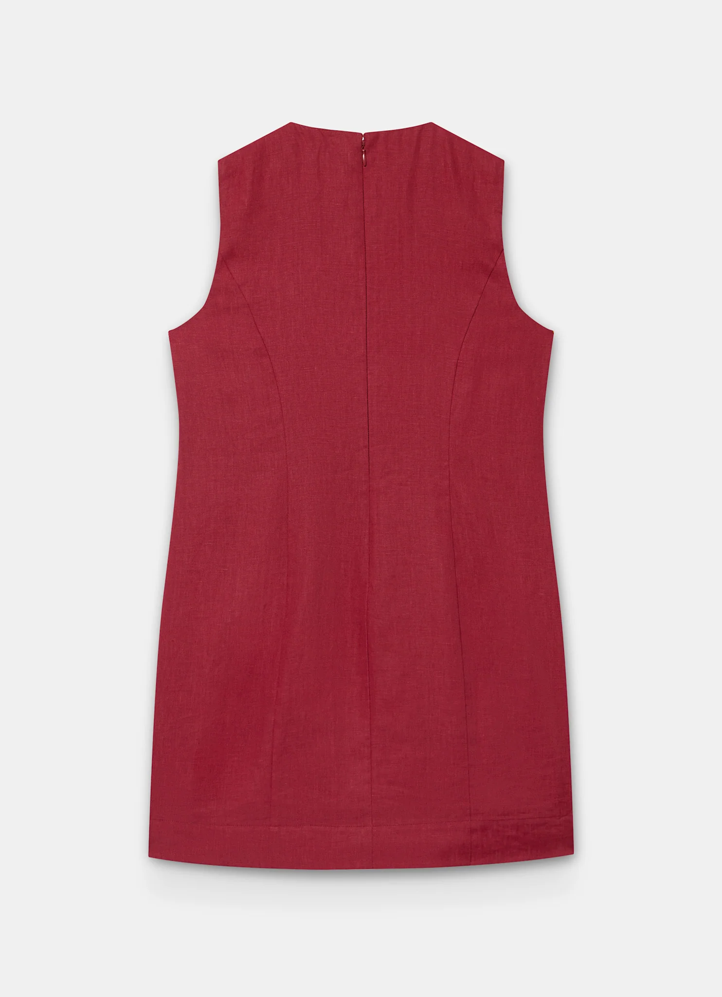 Red Linen Sunray Button Mini Dress