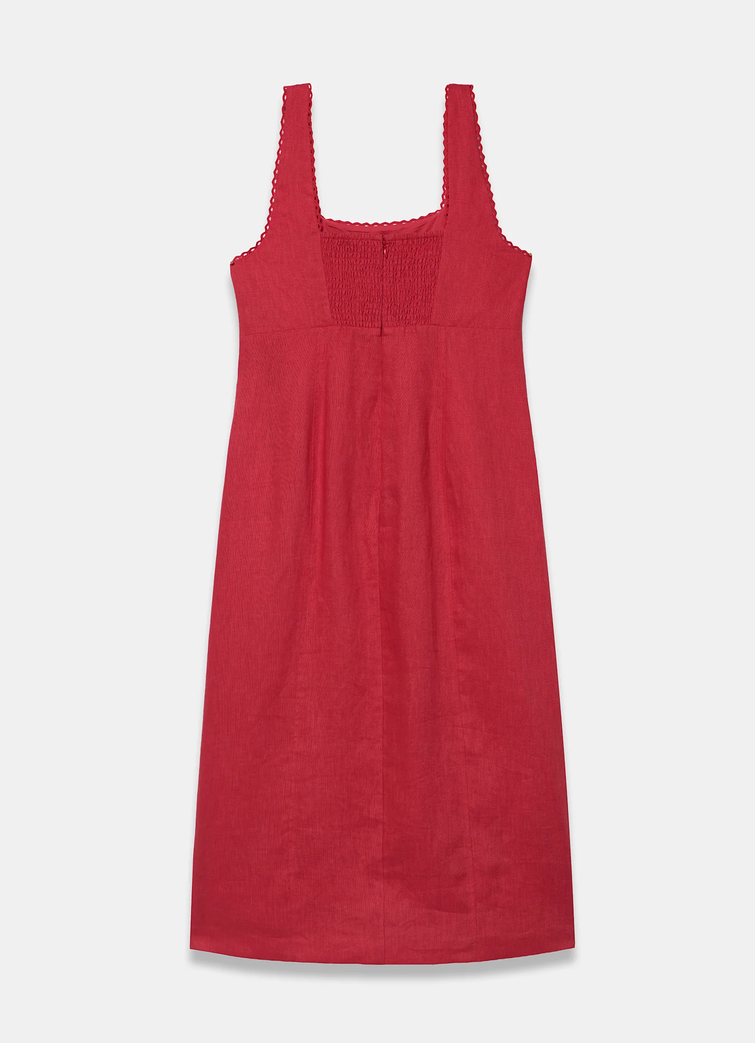Red Linen Midi Dress