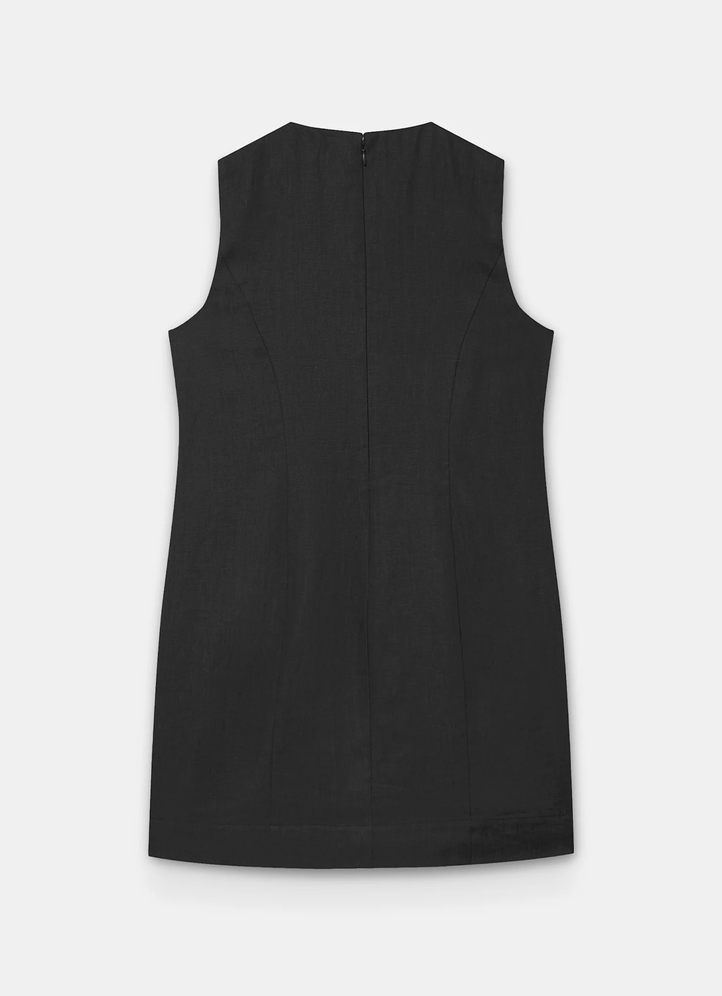 8688-black-linen-sunray-button-mini-dress-7.webp Black Linen Sunray Button Mini Dress