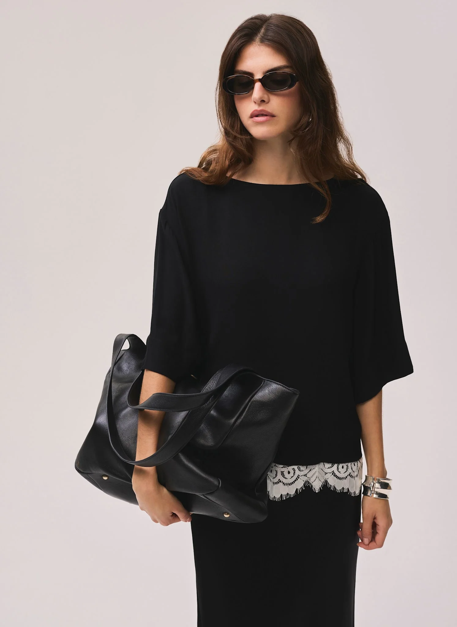8702-black-satin-lace-trim-top-1.webp Black Satin Lace Trim Top